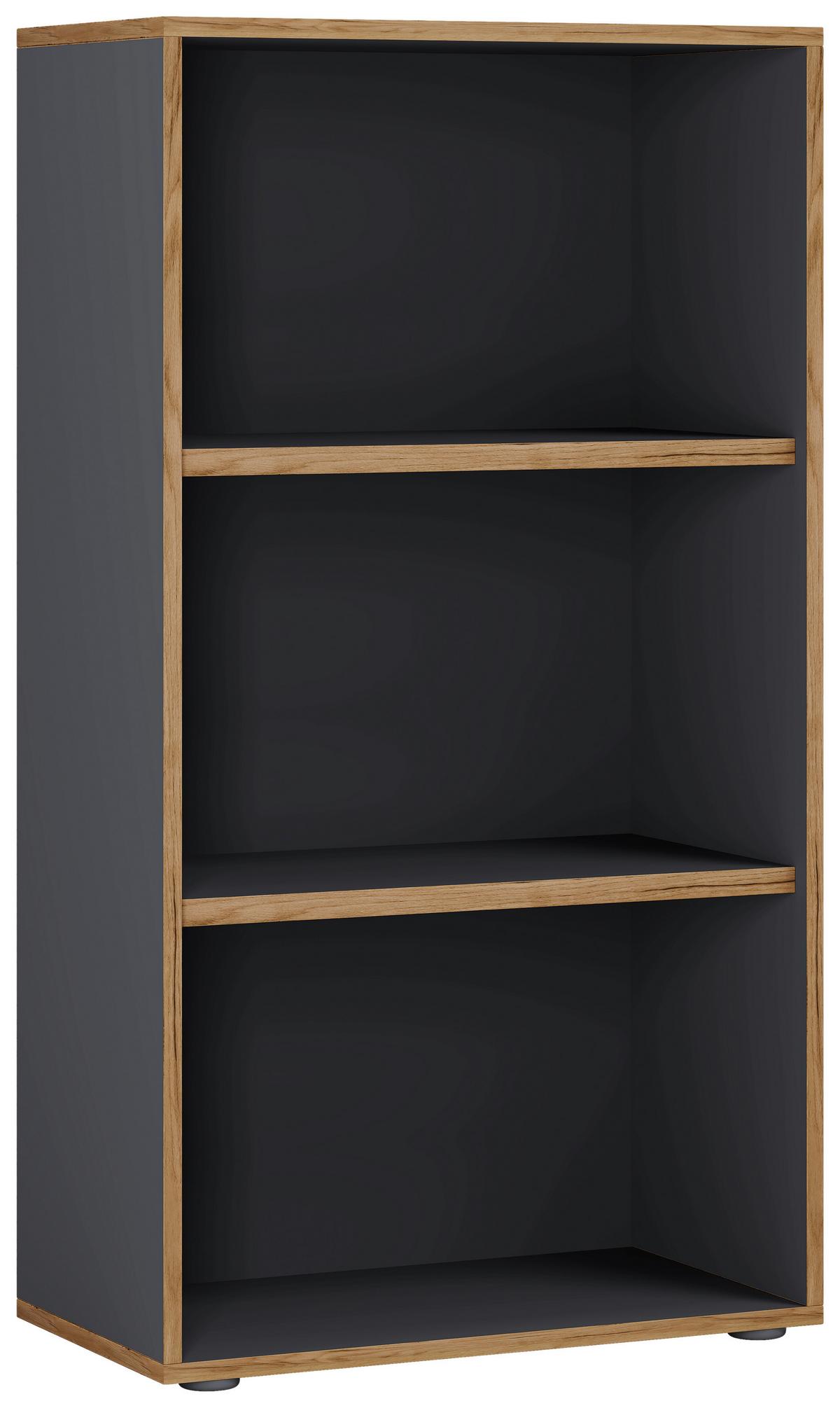 Pisarniški Regal Salia B60, Antracit, Barva Hrasta - črna/medeni hrast, Design, umetna masa/leseni material (60/110/33cm) - MID.YOU