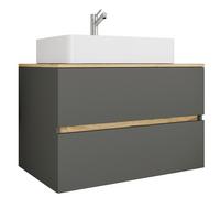 Badezimmer Cosila - Honigeiche/Weiss, Trend, Keramik/Holzwerkstoff (80/64/51cm) - MID.YOU