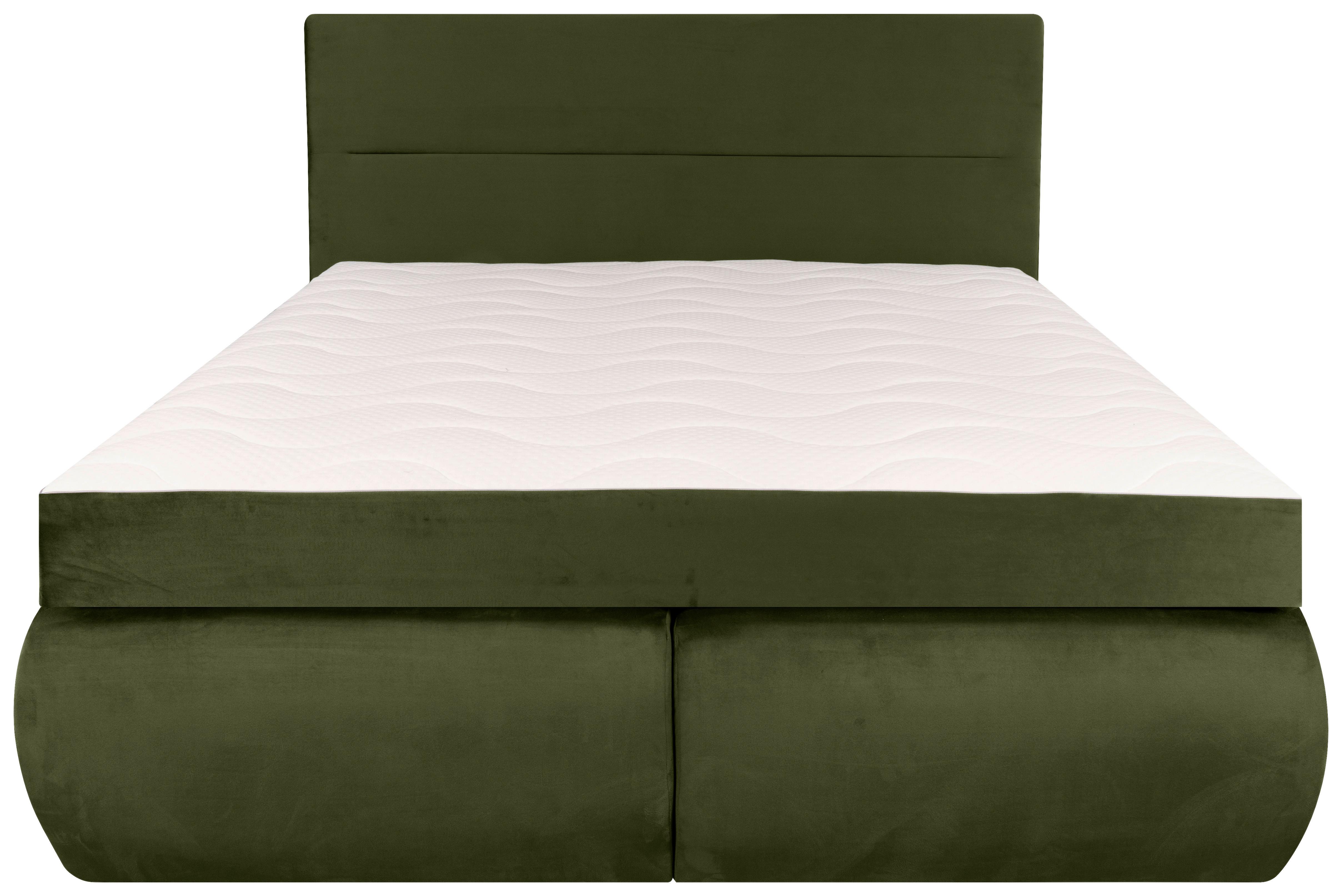 Boxspring Ágy Leon - sötétzöld, Modern, faalapú anyag/textil (160/200cm)