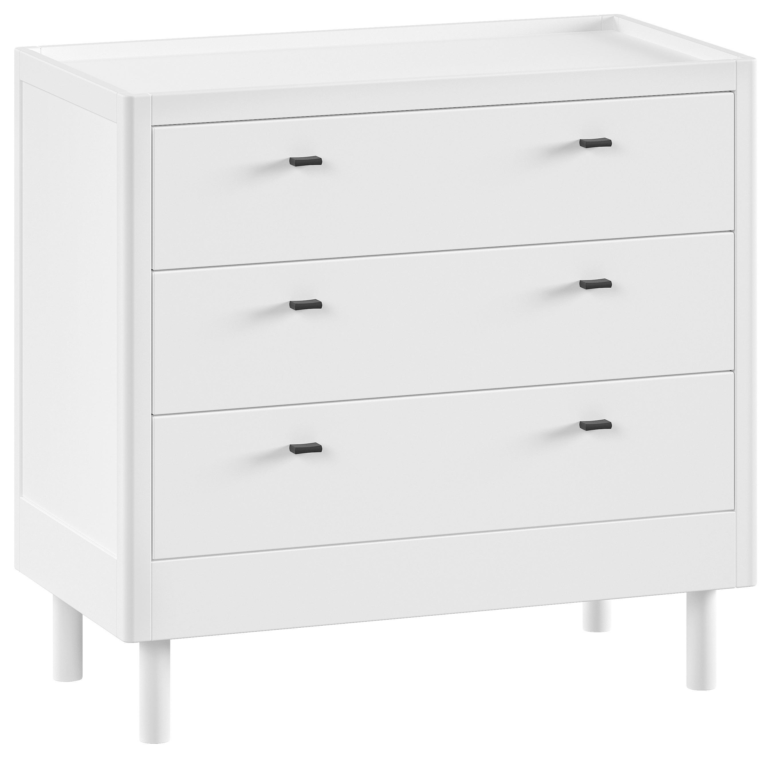 Kommode FORREST Weiß ca.100x95x55cm Echtholz Buche - Schwarz/Weiß, MODERN, Holz/Metall (100/95/55cm) - Vipack