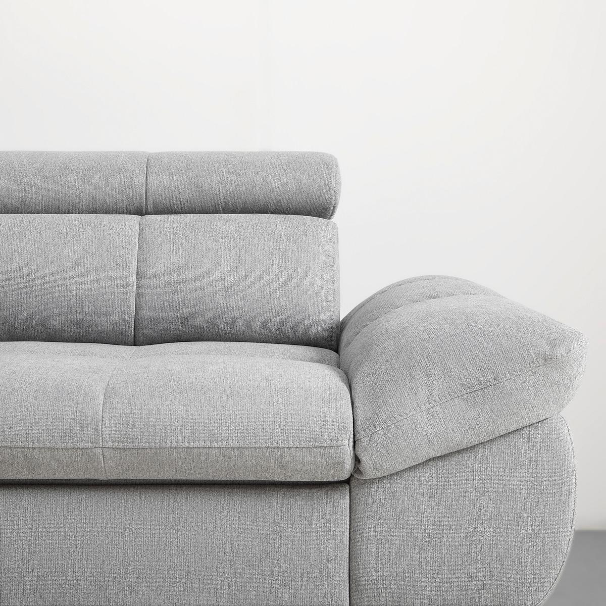 Wohnlandschaft Alberto Hellgrau mit Bettfunktion - Hellgrau/Schwarz, MODERN, Textil/Metall (296/201cm) - Mömax