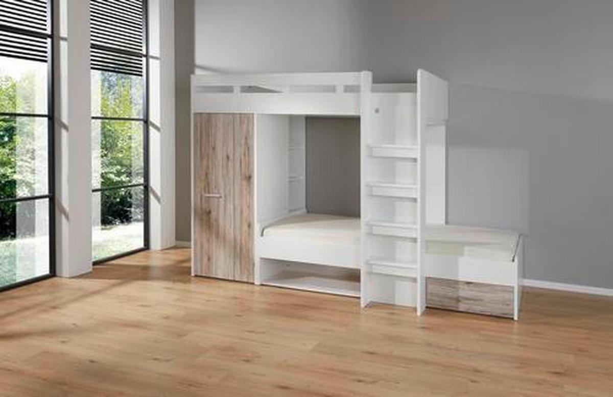 Pograd Maxi, Bela, 90x200cm - barve hrasta/bela, Konvencionalno, leseni material (269/180/115cm)