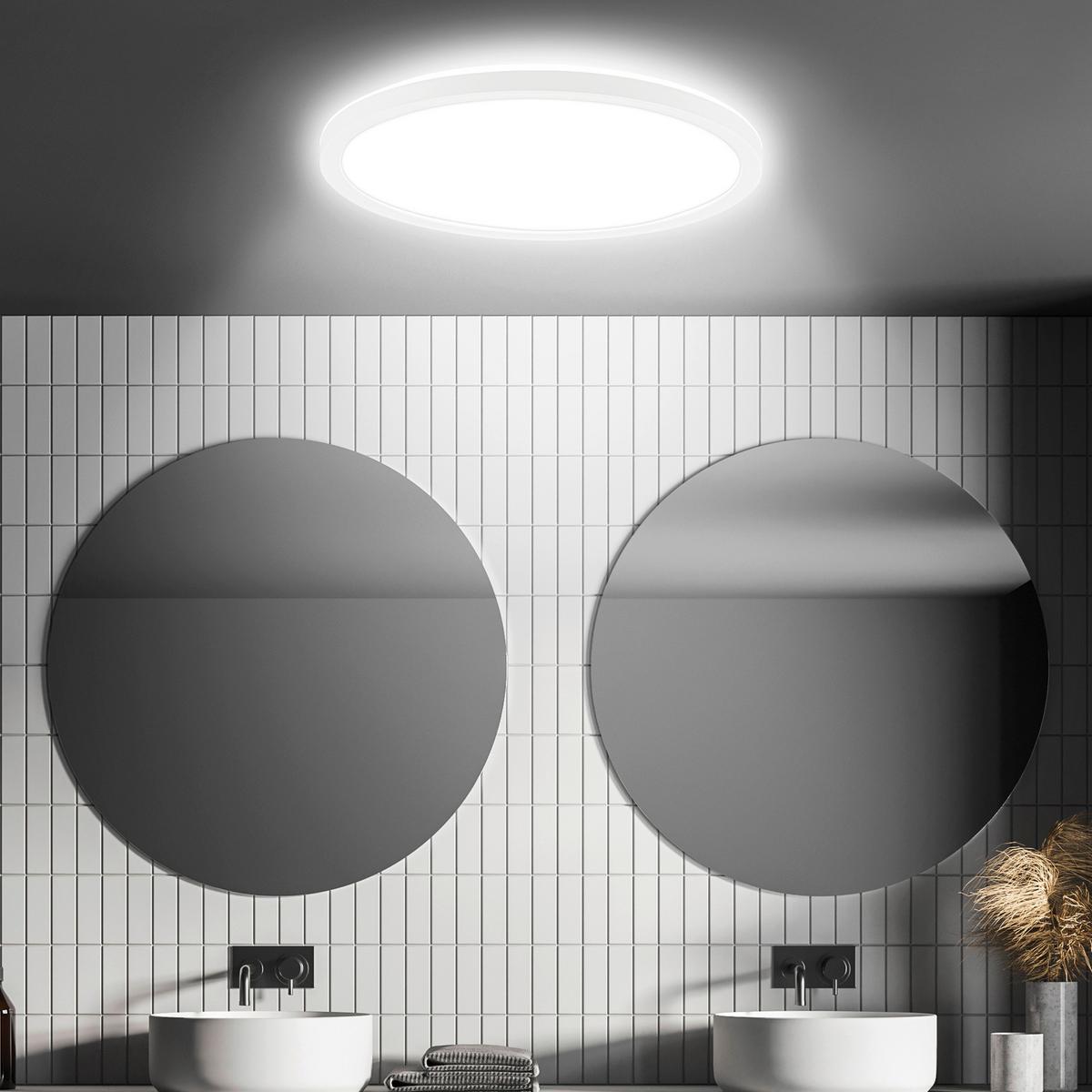 ŁAZIENKOWA LAMPA SUFITOWA LED 7525416 MOVE - biały, Basics, tworzywo sztuczne (29/3cm) - Briloner