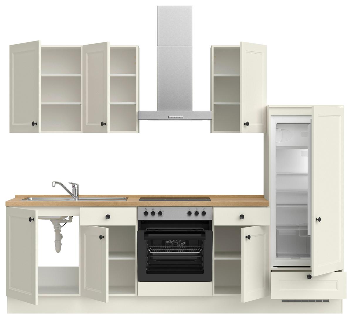 Küchenblock Cascada Low m. Geräten Weiß - Eichefarben/Schwarz, MODERN, Holzwerkstoff/Metall (270cm) - Nobilia