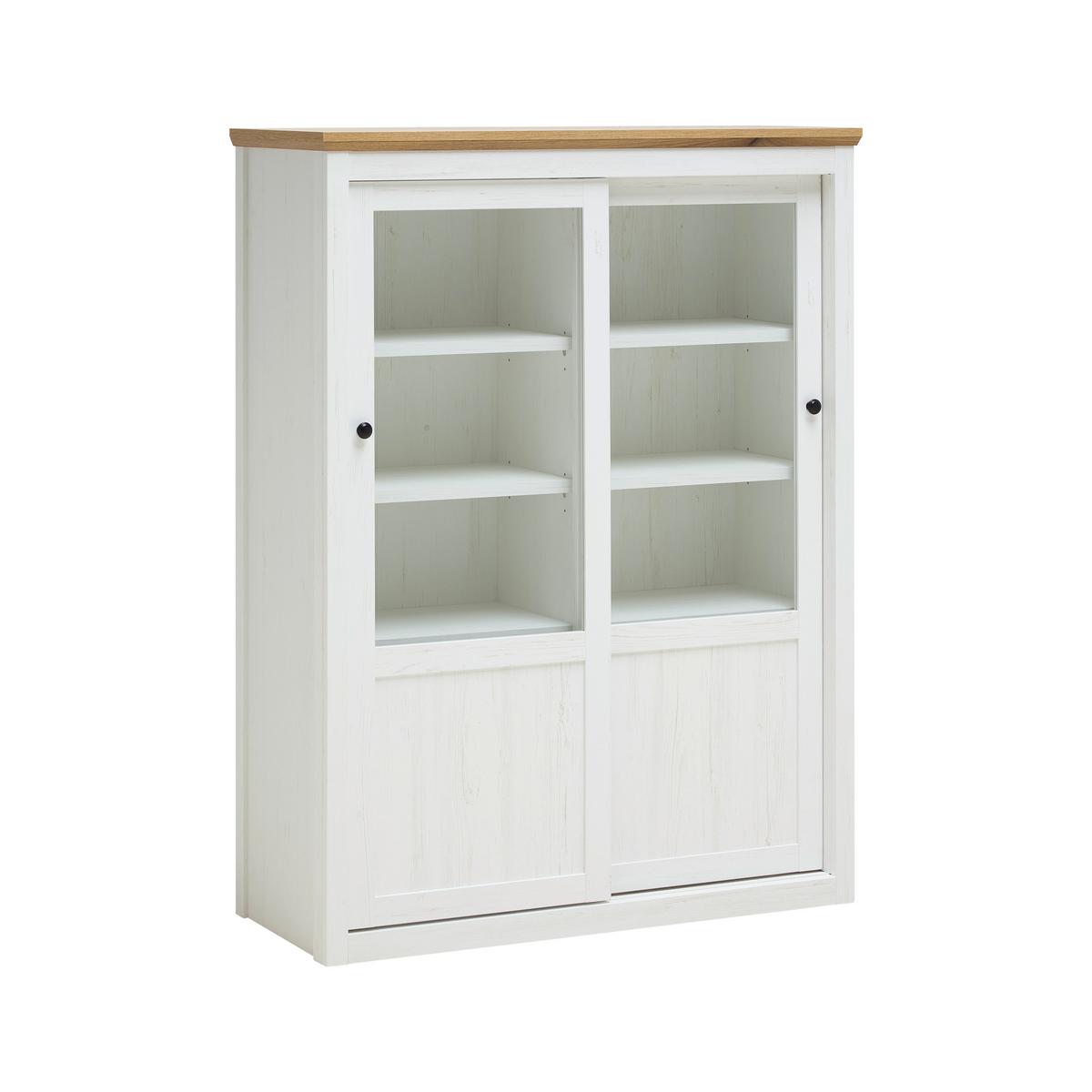 Highboard Korsika Eichefarben/Weiß - Eichefarben/Schwarz, ROMANTIK / LANDHAUS, Holzwerkstoff/Metall (105,5/140/43cm) - Mömax