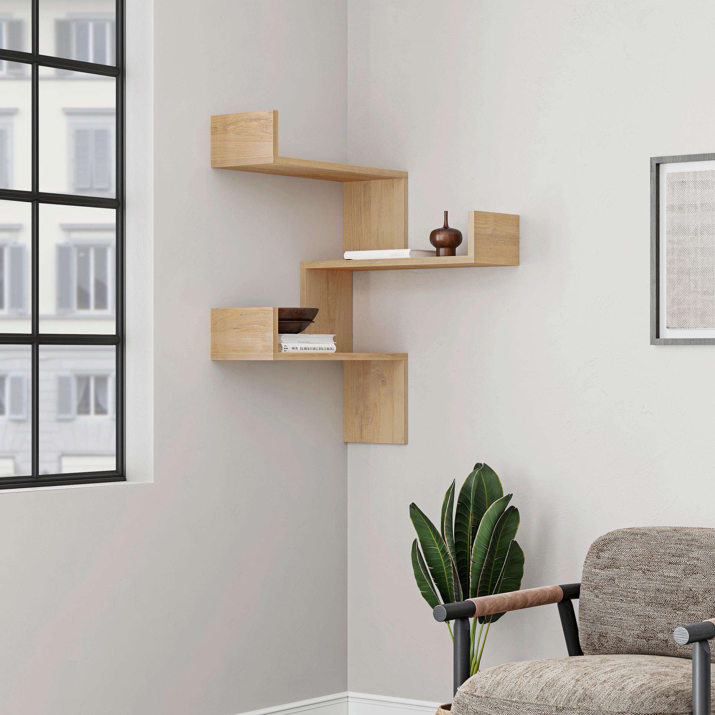 Eckregal LUKSA Eichefarben ca.60x90x22cm - Eichefarben, Design, Holzwerkstoff (60/90/22cm) - Livetastic