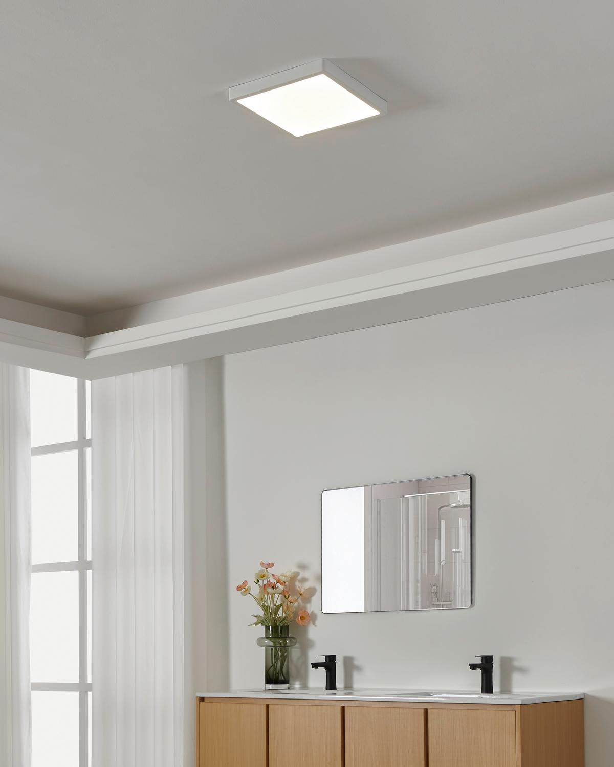 Badezimmer-Deckenleuchte Fueva Weiß max. 20,5 Watt - Weiß, KONVENTIONELL, Kunststoff/Metall (28.5/28.5/3cm) - Eglo