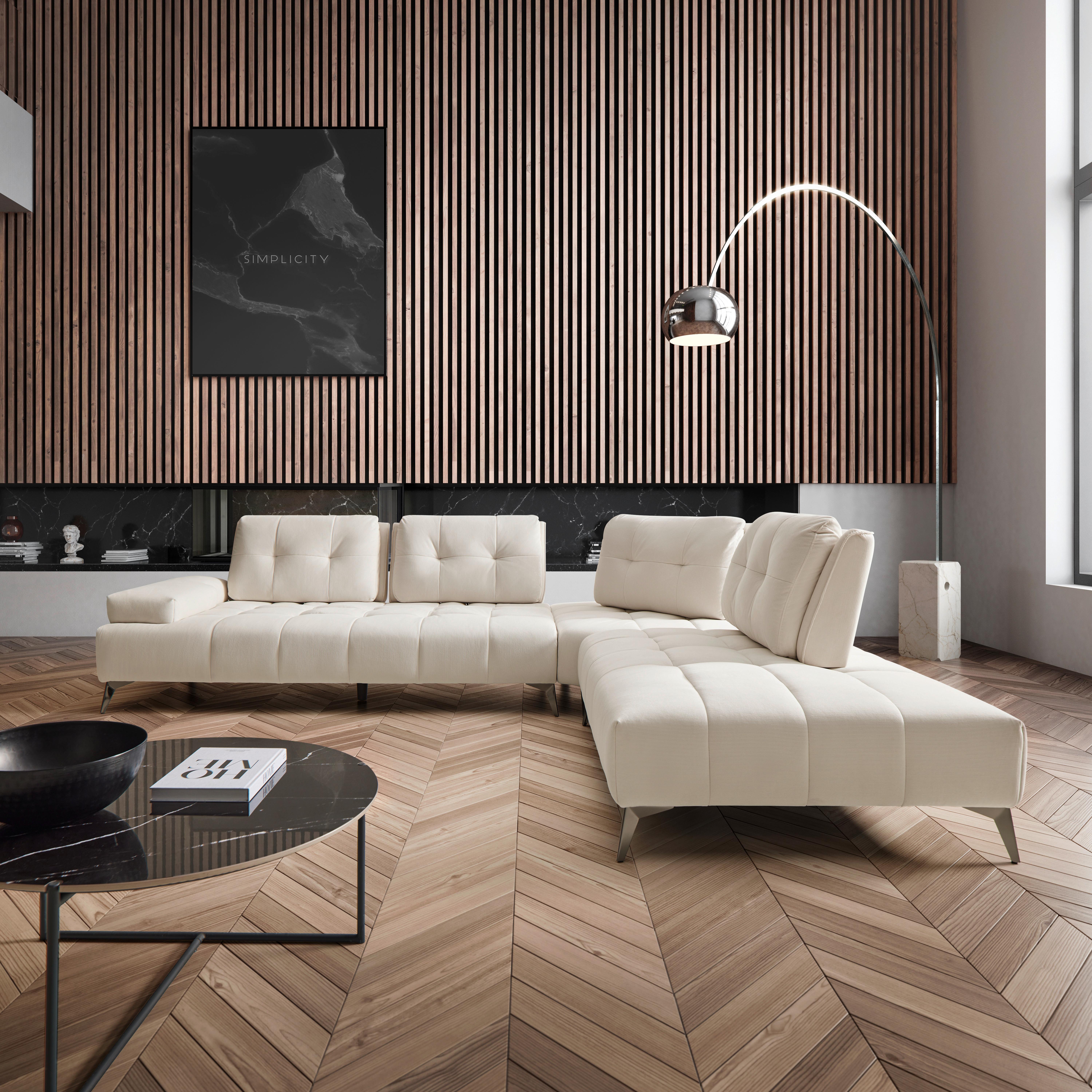 Sedežna Garnitura Estella, Krem - temno siva/krem barve, Moderno, kovina/tekstil (326/85/270cm) - Bessagi Home