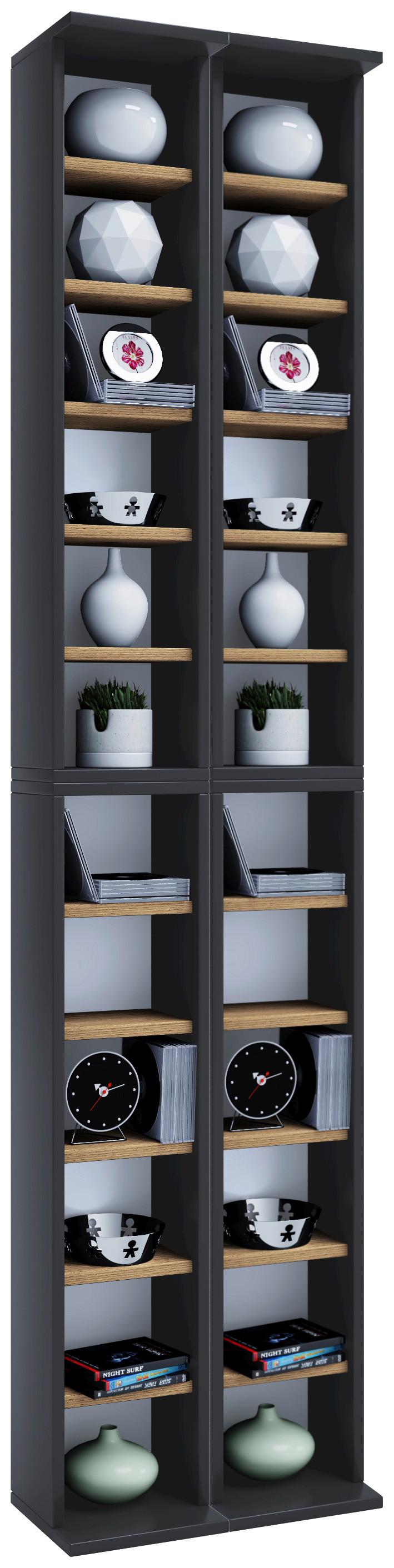 CD-Regal Almera Anthrazit/Honigeiche - Honigeiche/Anthrazit, Design, Holzwerkstoff (42/183/20cm) - MID.YOU