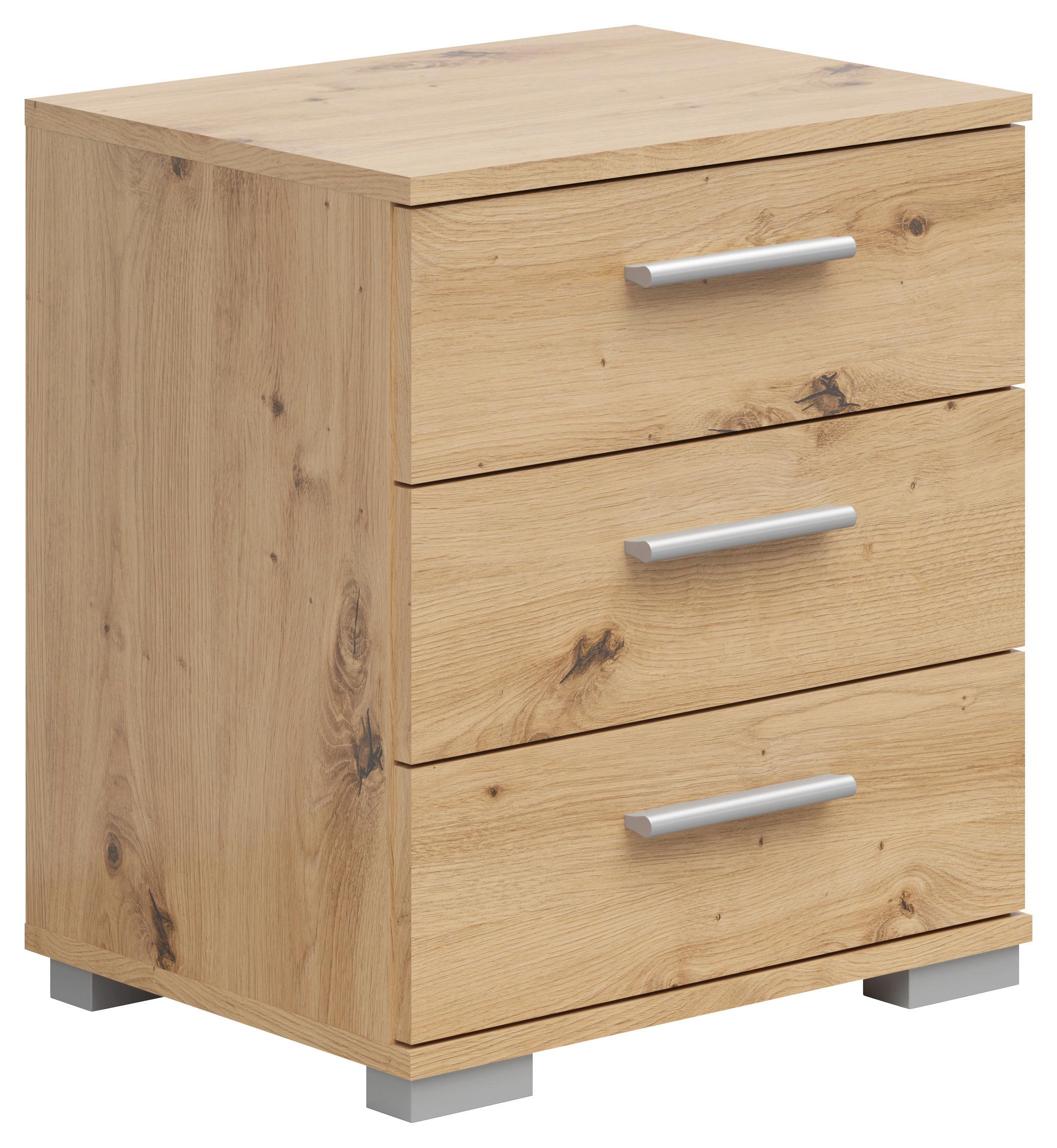 SZAFKA NOCNA ELENA - kolor aluminiowy/dąb artisan, Konventionell, materiał drewnopochodny/tworzywo sztuczne (45/50/35cm) - Boxxx