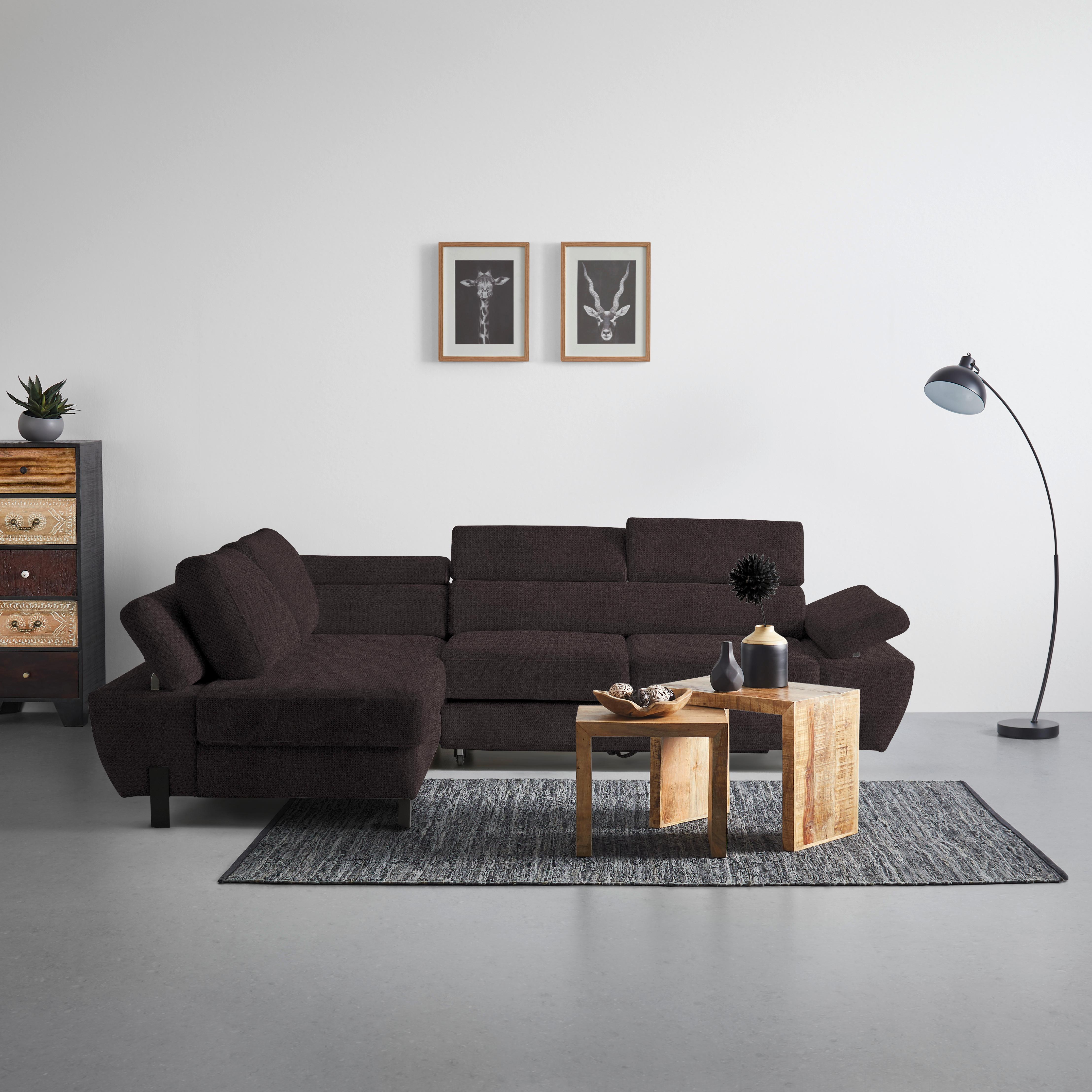 Ecksofa Molina Mini Graphitfarben - Graphitfarben/Schwarz, MODERN, Textil/Metall (189/277cm) - Mömax