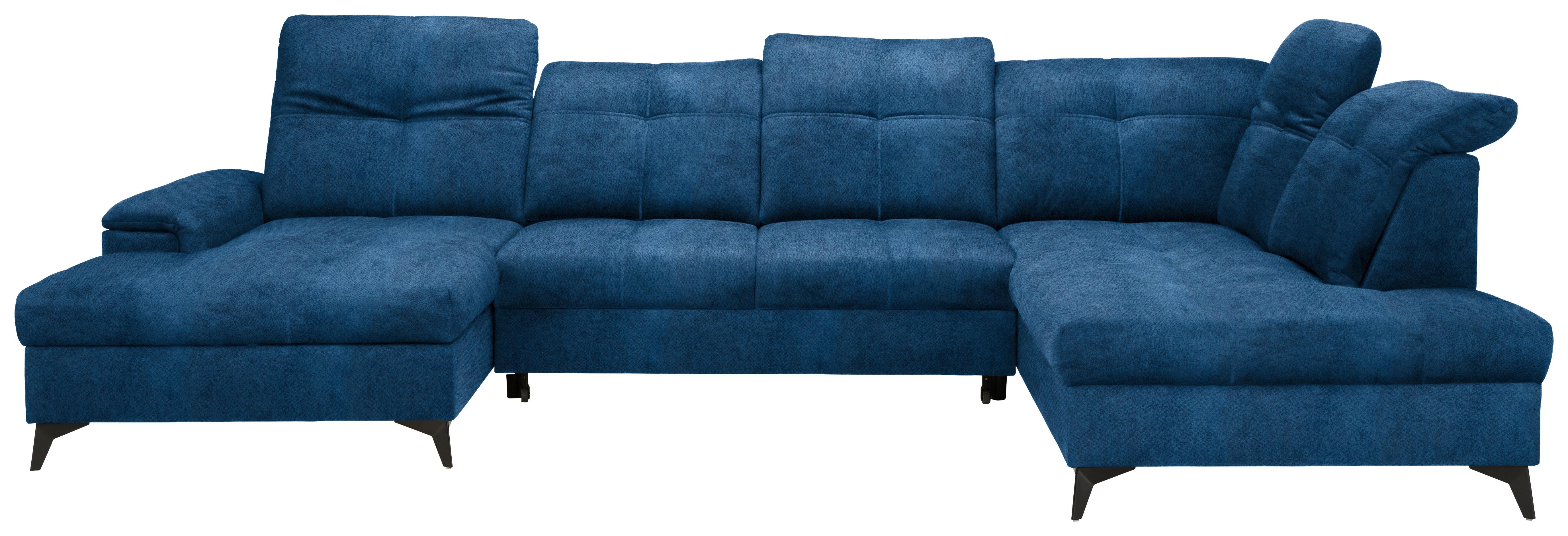 Wohnlandschaft Sierra Blau - Blau/Schwarz, MODERN, Textil/Metall (181/364/230cm) - Mömax
