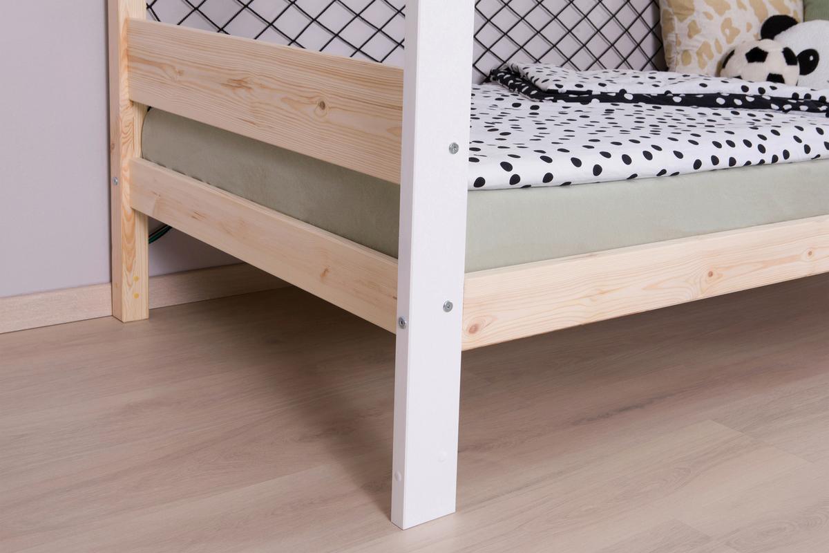 Bodenbett Fußball Holz ca. 90x200 cm Weiß/Kiefer - Naturfarben/Weiß, MODERN, Holz/Textil (90/200cm) - MID.YOU