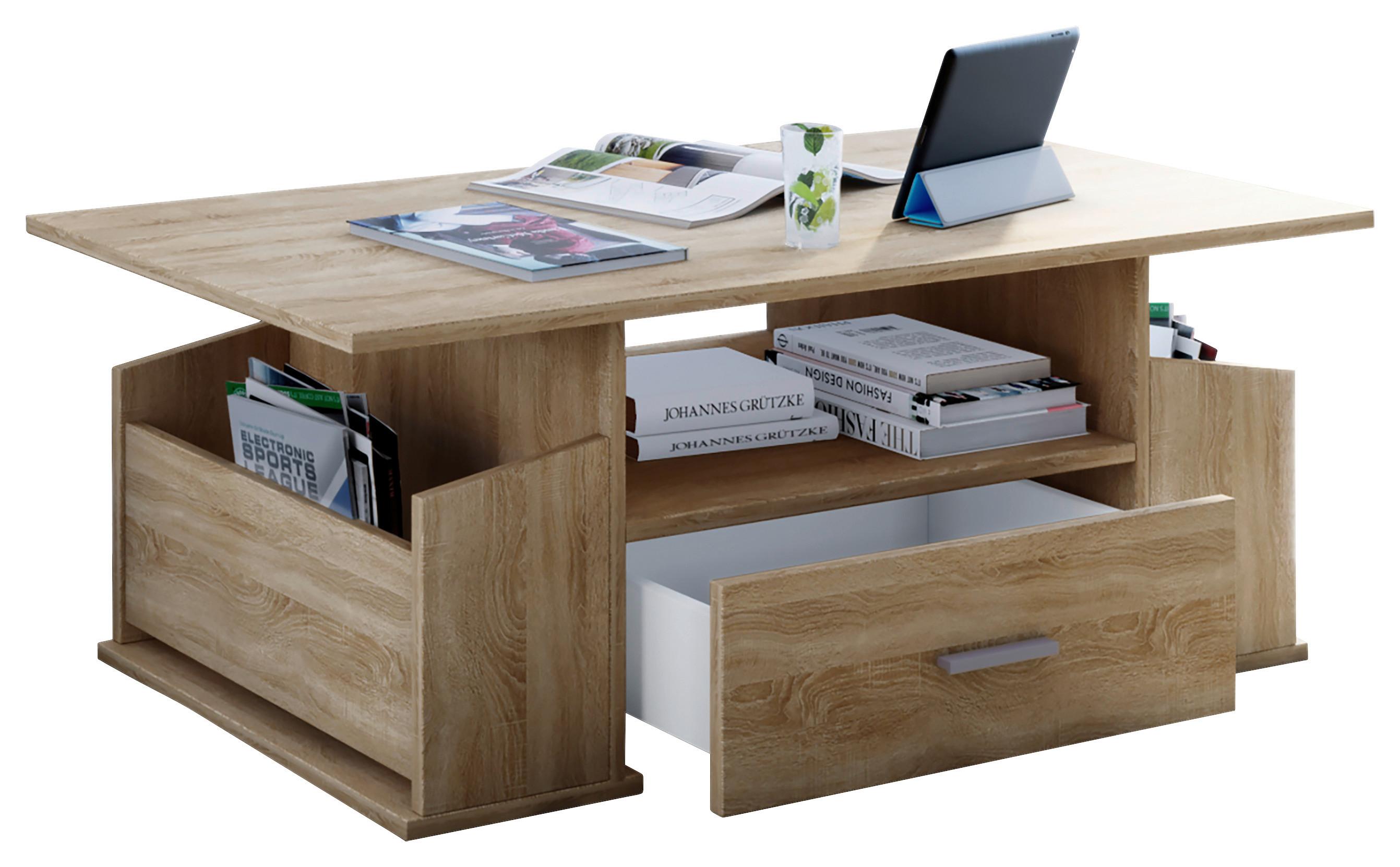 Couchtisch in Eichefarbe Junata - Eichefarben/Silberfarben, Basics, Holzwerkstoff/Kunststoff (110/52/44cm) - MID.YOU