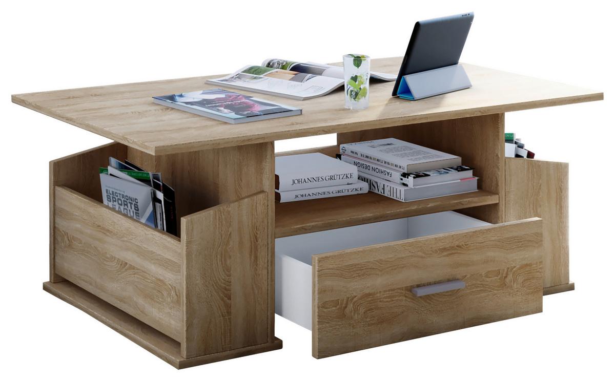 Couchtisch in Eichefarbe Junata - Eichefarben/Silberfarben, Basics, Holzwerkstoff/Kunststoff (110/52/44cm) - MID.YOU