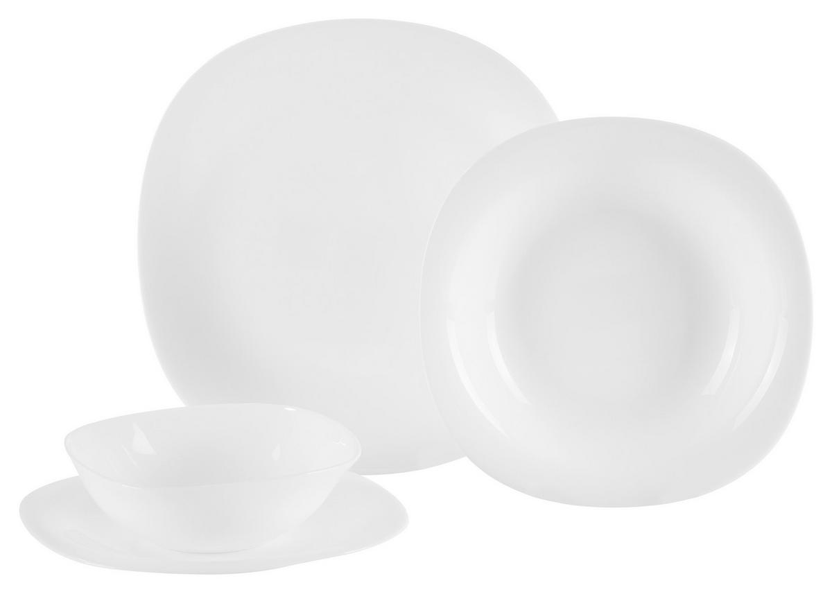 ZASTAWA STOŁOWA VETRO QUADRATO BIANCO - biały, Basics, szkło - Boxxx