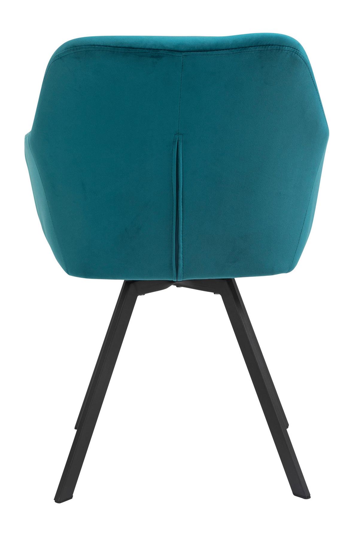 Naslanjač Samt, Turkizna, Vrtljiv - turkizna/črna, Moderno, kovina/tekstil (61/85/62cm) - Livetastic