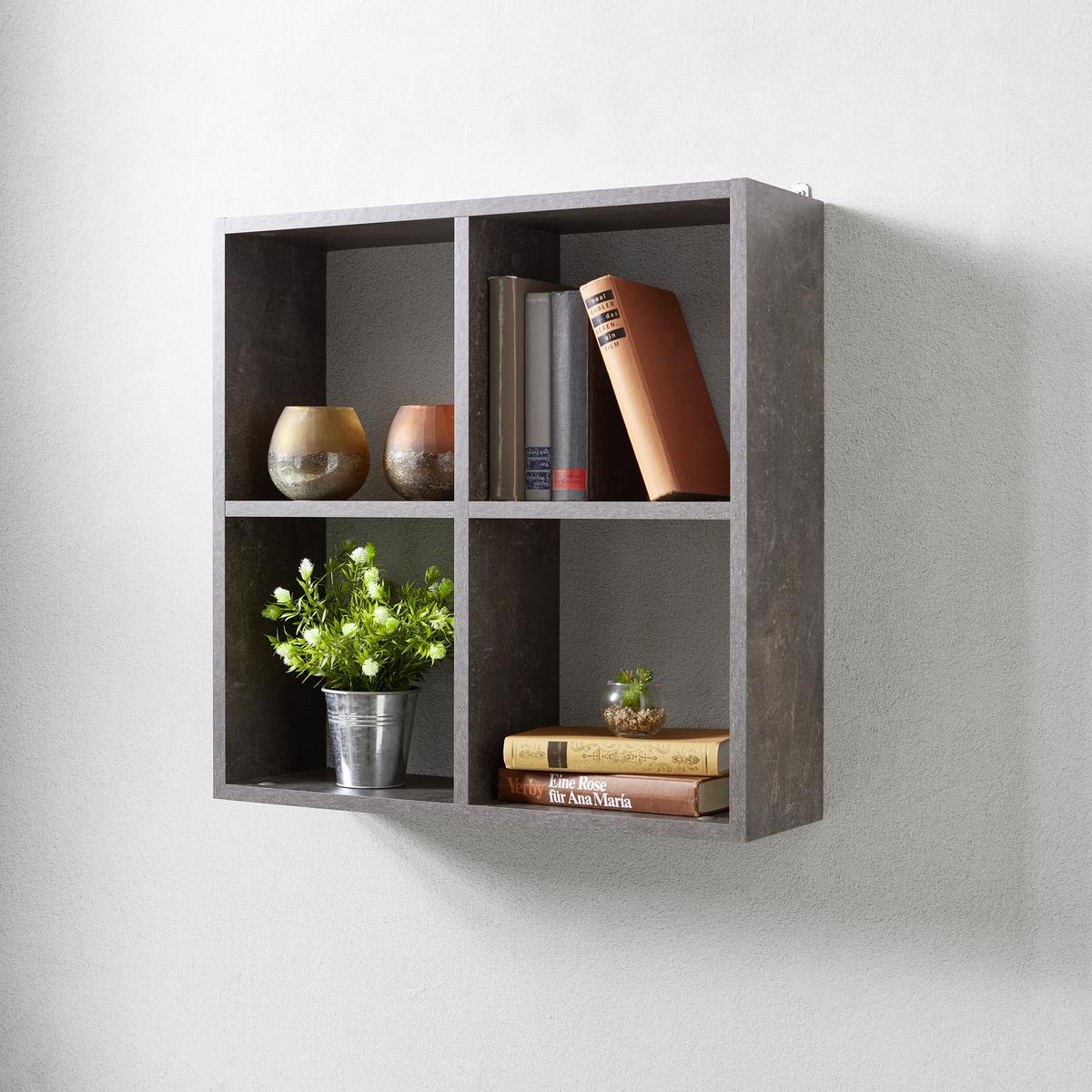 Raft de perete Alex - gri închis, Modern, material pe bază de lemn (60/60/18cm) - Best Price