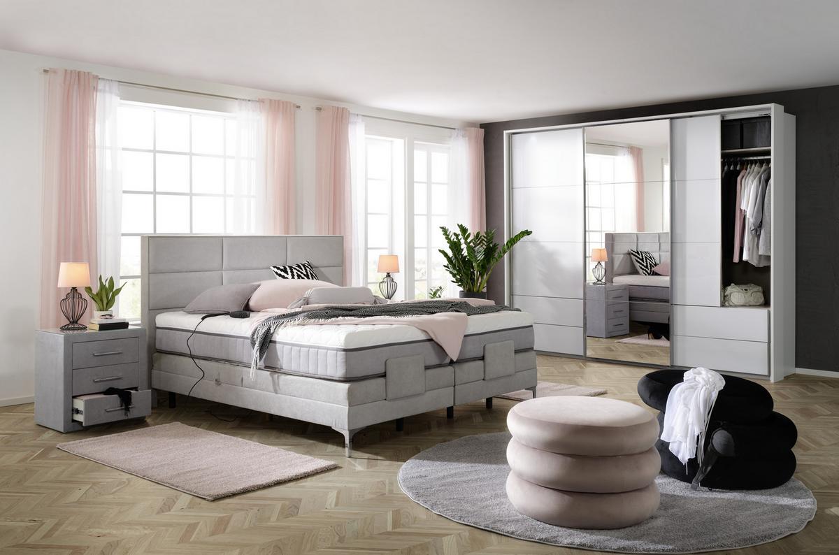 meuble de chevet in Grau - gris, Konventionell, textile/métal (55/60/40cm) - Premium Living