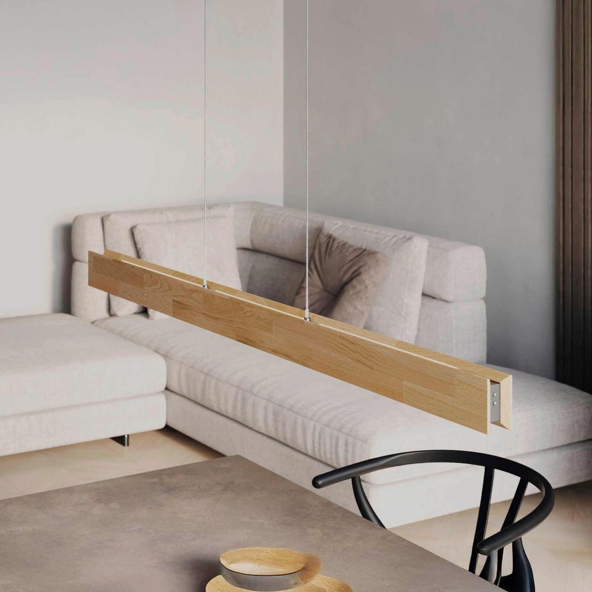 LAMPA WISZĄCA LED 143759 RHÖN XS UP/DOWN *WW* - kolor dębowy/czarny, Natur, metal/drewno (89/7/150cm) - Waldwelt