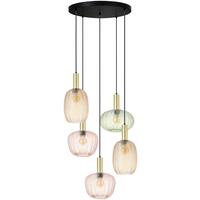 Hängeleuchte Bunti Multicolor max. 25 Watt - Pink/Goldfarben, MODERN, Glas/Metall (65/60/120cm)
