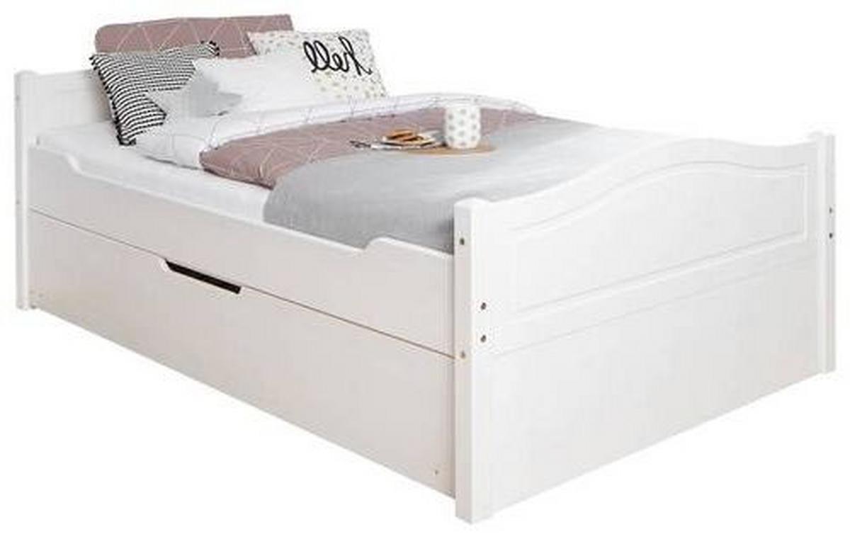Raztegljiva Postelja Leni, Bor, Bela, Masivno - bela, Moderno, les (140/200cm) - MID.YOU