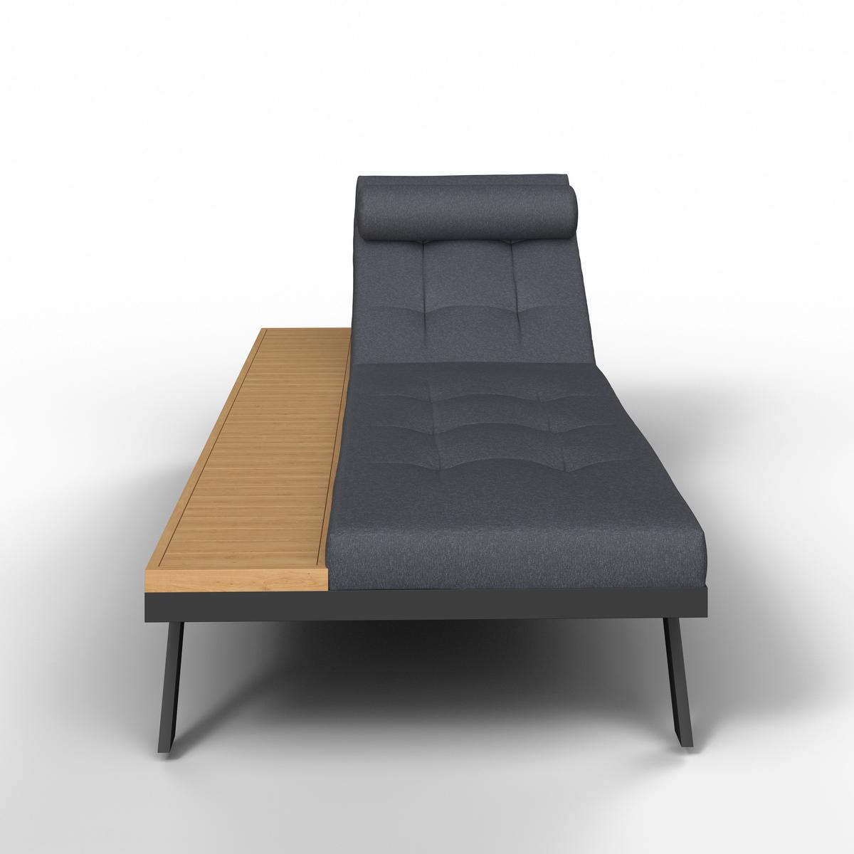 Șezlong Avolina - negru/gri, Modern, plastic/metal (199/86/40cm) - Bessagi Garden