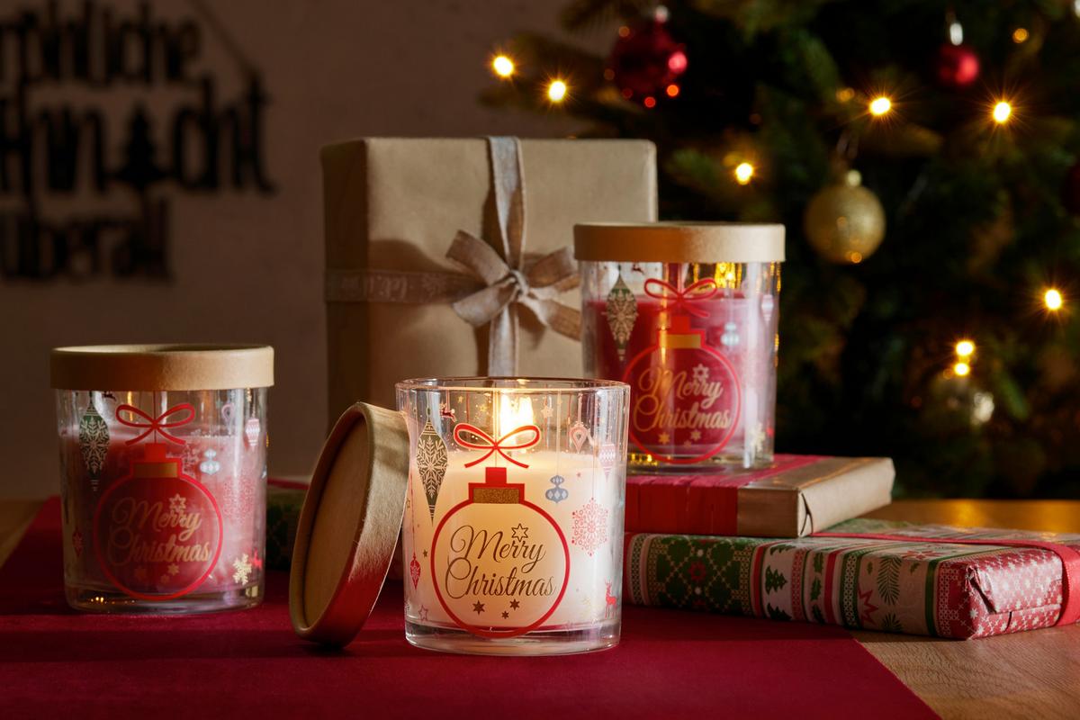 Svijeća Mirisna Christmas - bijela/ružičasta, Konvencionalno, staklo (9,5/11cm) - Modern Living