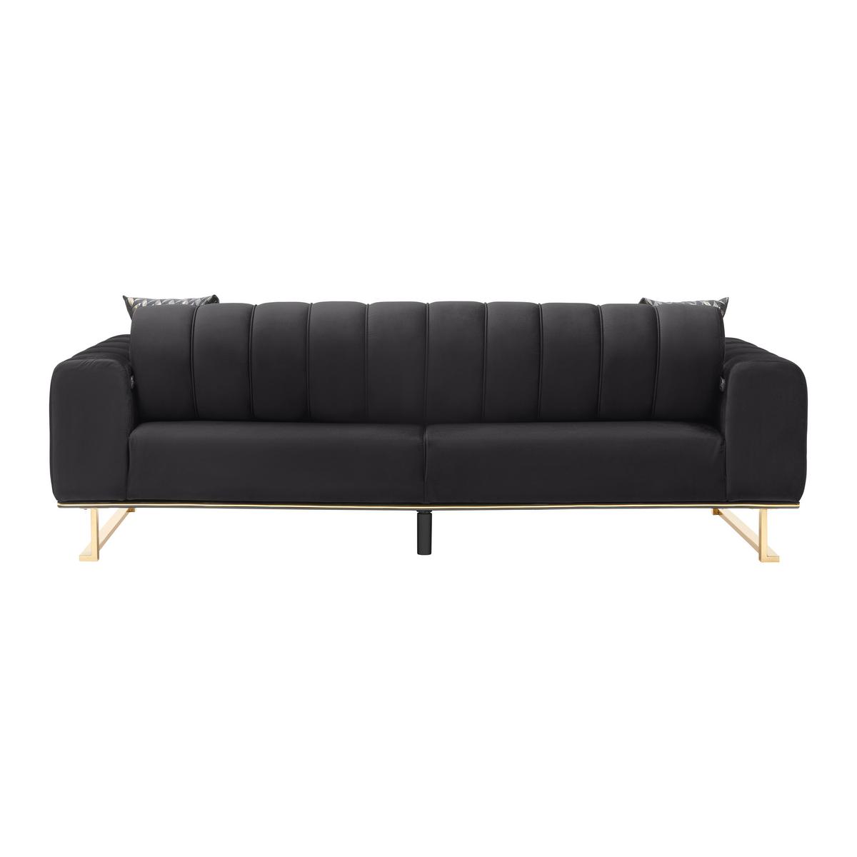 3-Sitzer-Sofa Aile in Schwarz/Goldfarben - Goldfarben/Schwarz, LIFESTYLE, Textil (244/80/90cm) - Based
