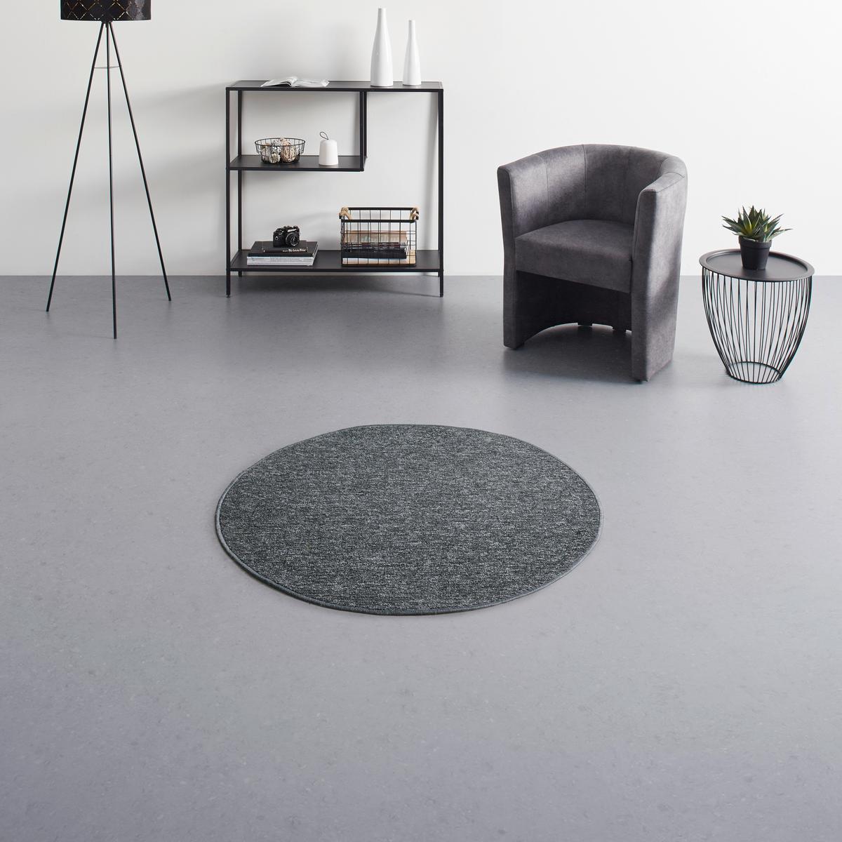 Flachwebeteppich Alex 1 in Anthrazit Ø ca. 80cm - Anthrazit, KONVENTIONELL, Textil (80cm) - Modern Living