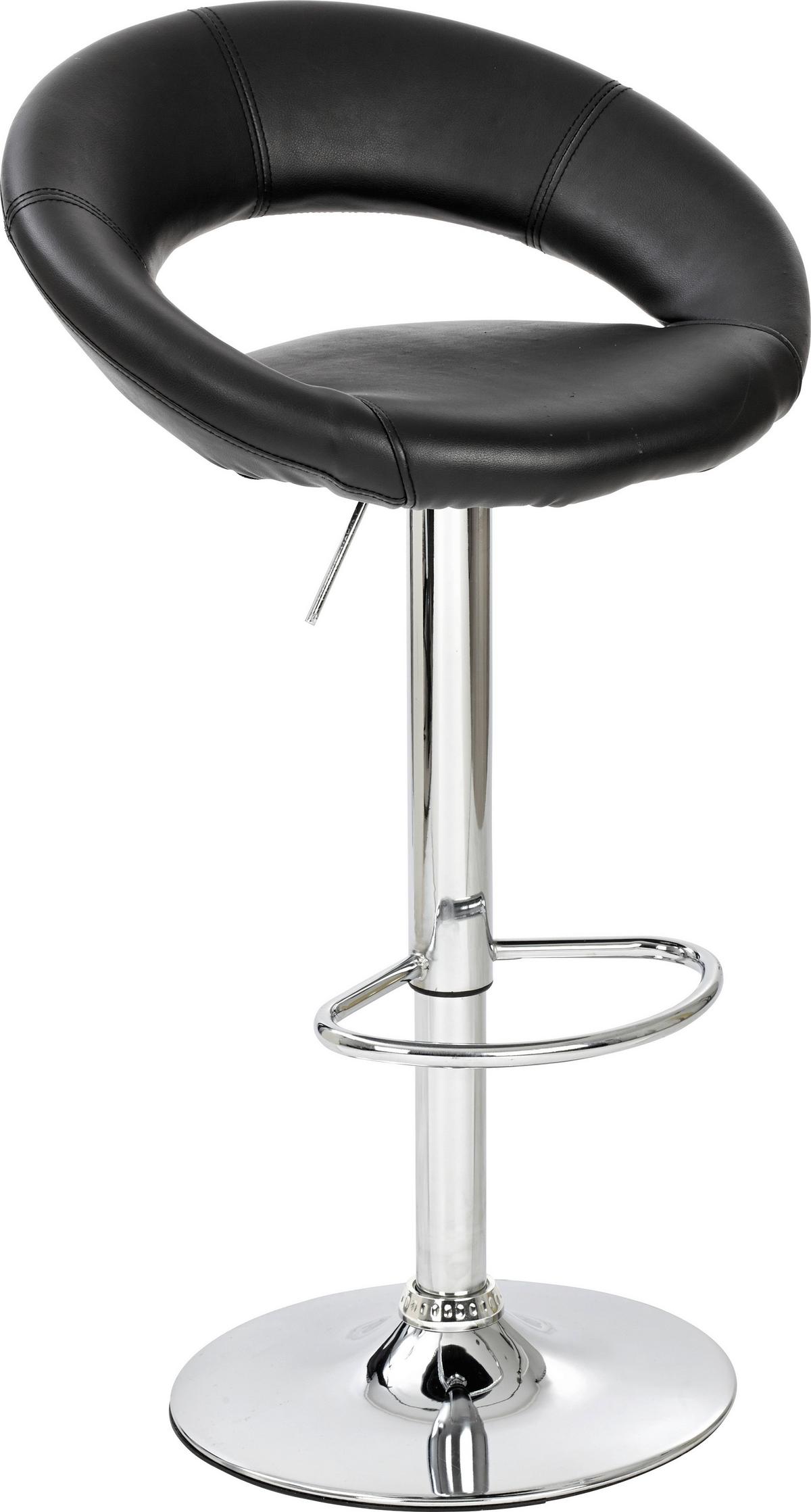 Barhocker in Schwarz - Chromfarben/Schwarz, KONVENTIONELL, Holz/Kunststoff (50/82-103/56cm) - Mömax