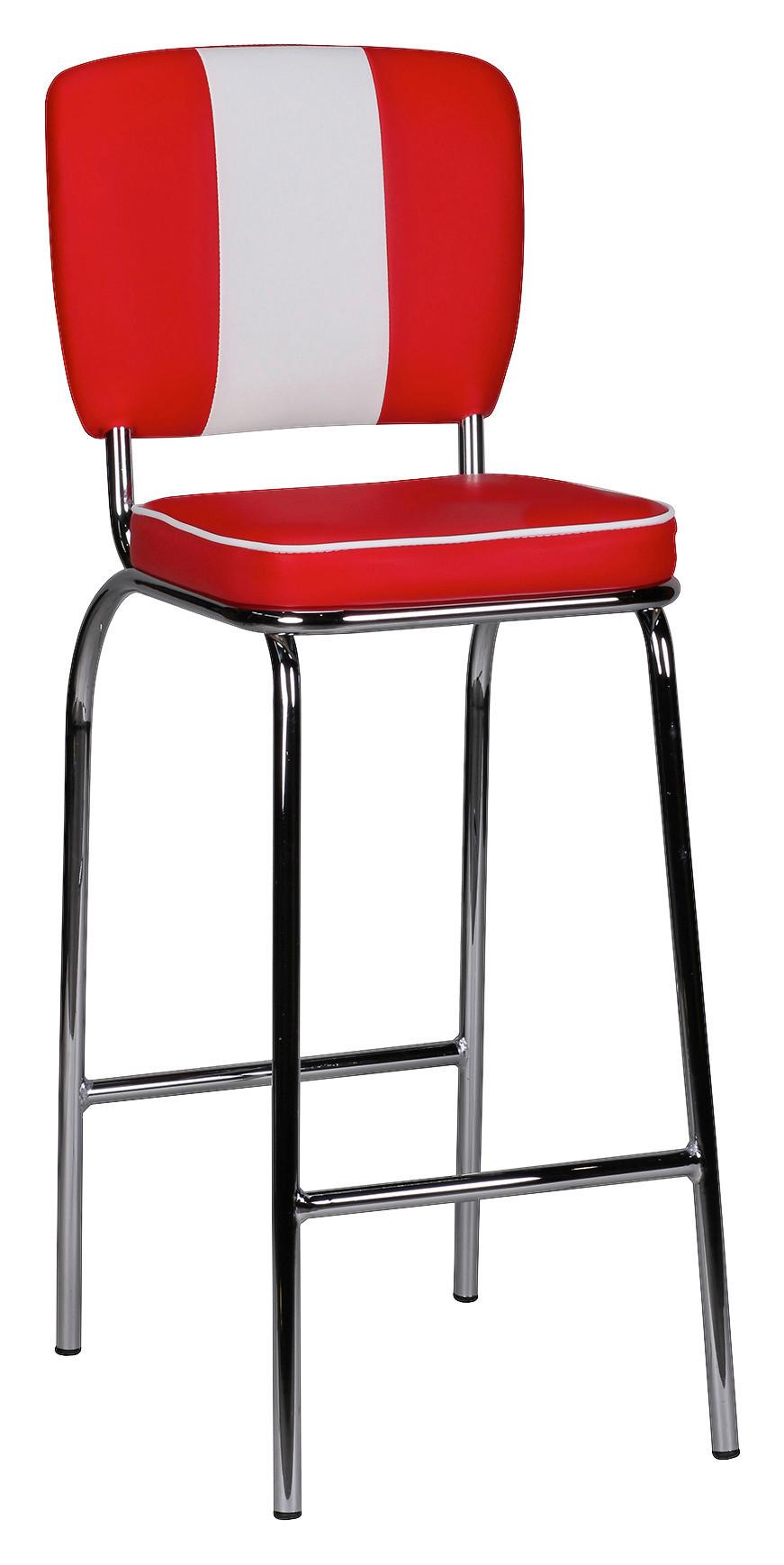 Barski Stol American Diner - rdeča/srebrne barve, Moderno, kovina/umetna masa (40/110/38cm) - MID.YOU