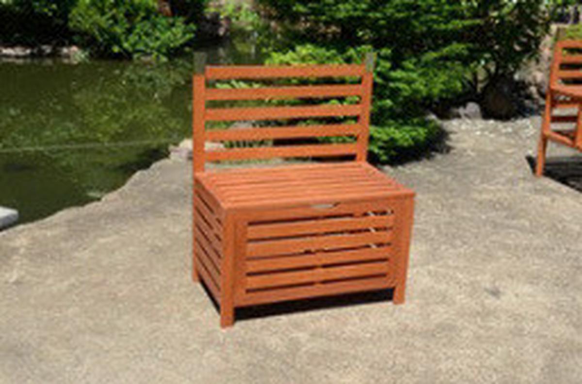 Sichtschutz Bank mit Truhe ca.76x180x45cm Eukalyptusholz - Eukalyptusholzfarben, Basics, Holz (76/180/45cm) - Gardenson