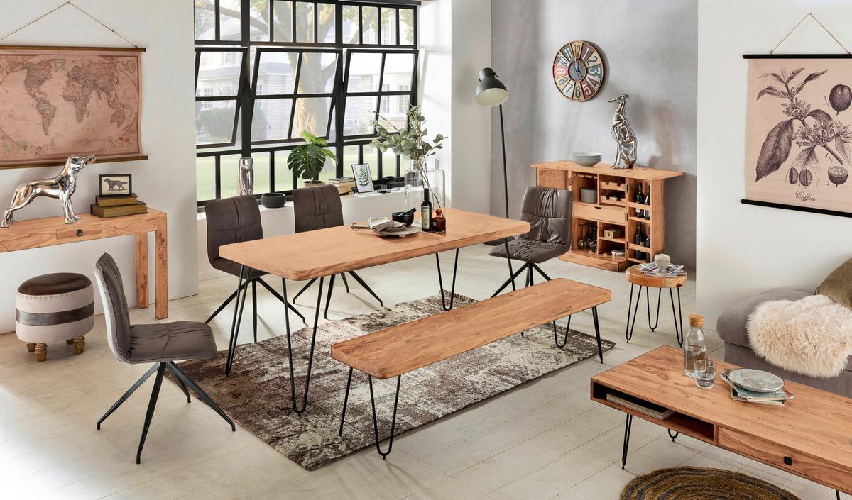 Barschrank ca. 64x91 cm Akazie massiv - Akaziefarben, Design, Holz (65/91/50cm) - MID.YOU