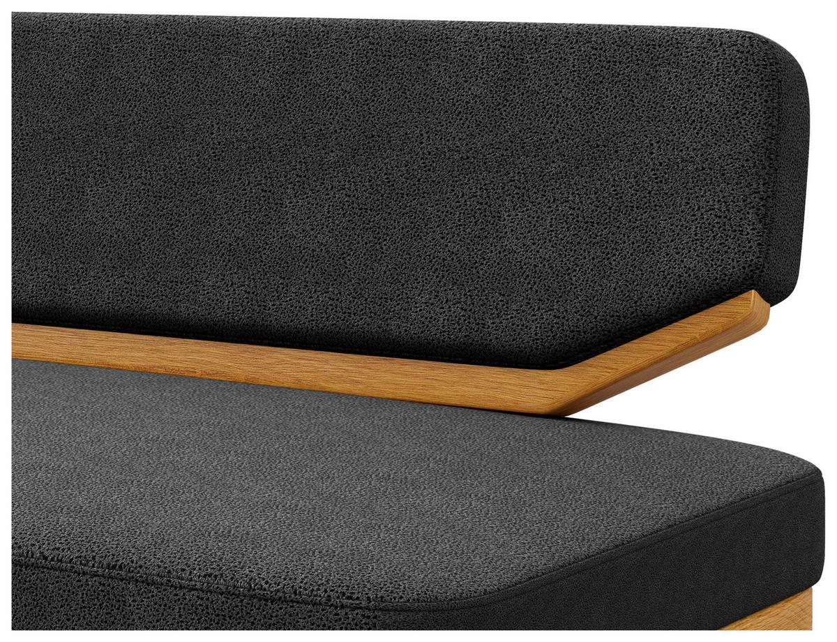 ŁAWKA ALMERO - kolor dębowy/ciemnoniebieski, Basics, drewno/tkanina (190/80/52cm) - Carryhome