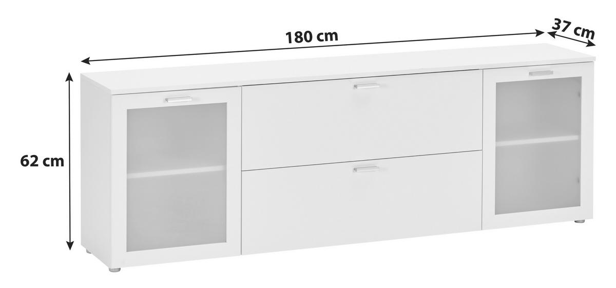 Tv Komoda Xeno - bijela, Moderno, staklo/drvni materijal (180/62/37cm) - Modern Living