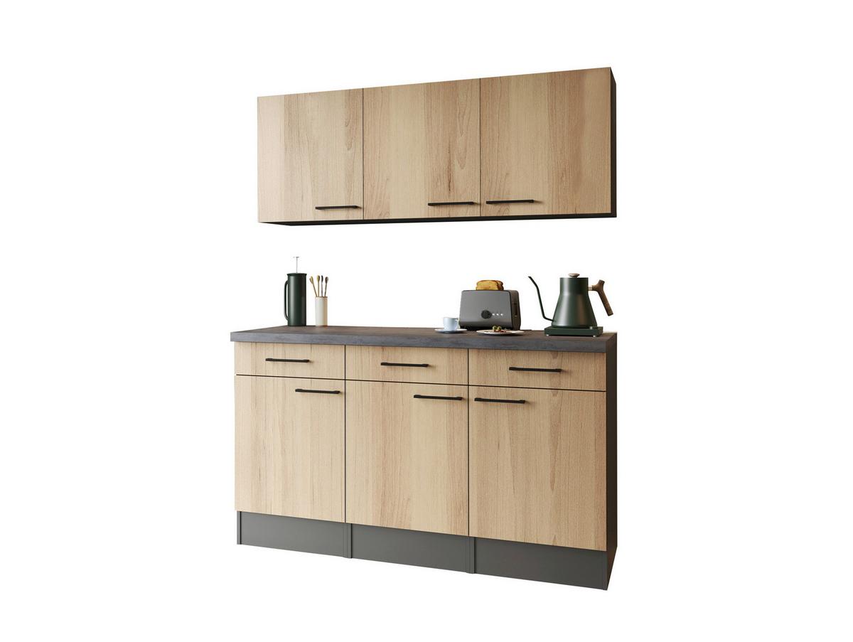 Buffet Oliver Eiche/Grau - Schwarz/Eiche Artisan, Trend, Holzwerkstoff/Metall (150/200/60cm) - Respekta