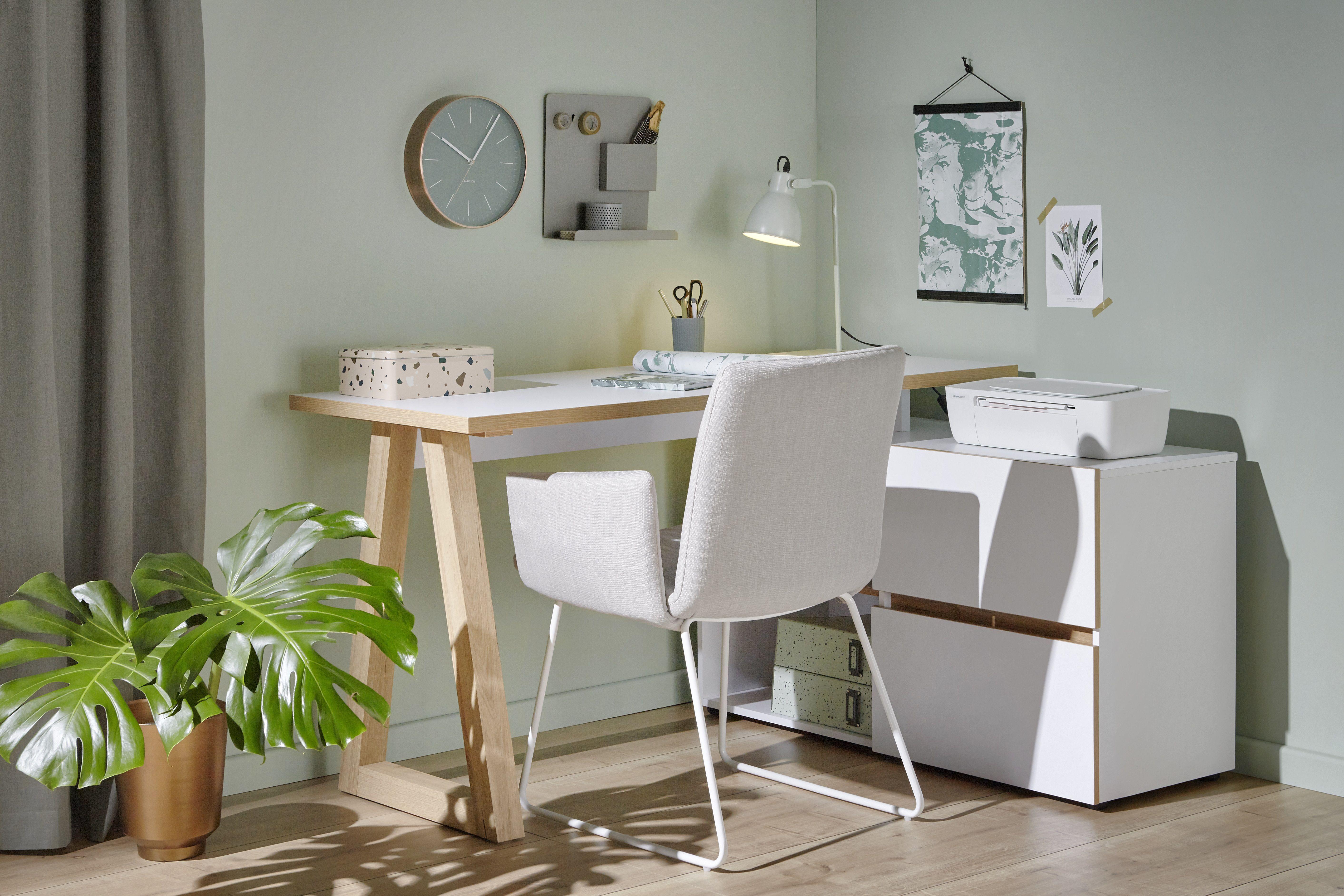 BIURKO NAROŻNE CLUB C 145 - kolor dębowy/biały, Design, materiał drewnopochodny (140/110/76cm)