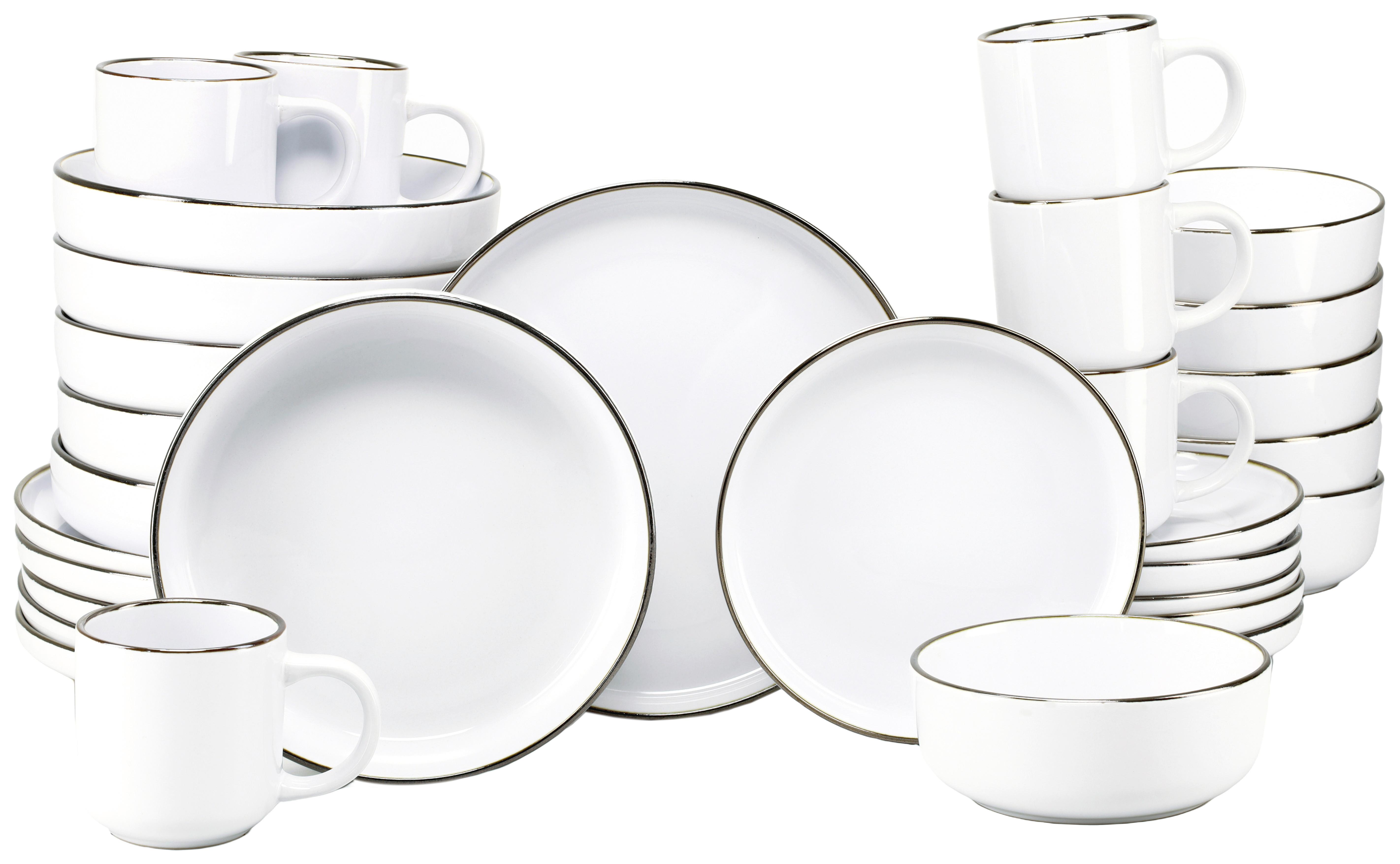 Serviciu de masă Nordic Festive 30/1 - alb/auriu, Basics, ceramică - Creatable