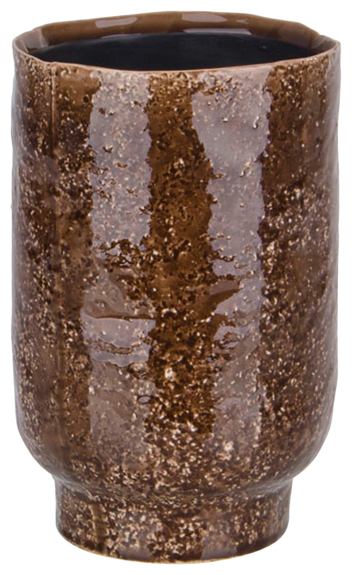 Kaspó Átm./ma.: Kb. 13,3/20,5cm Livi - sötétbarna, kerámia (13,3/20,5cm) - Premium Living