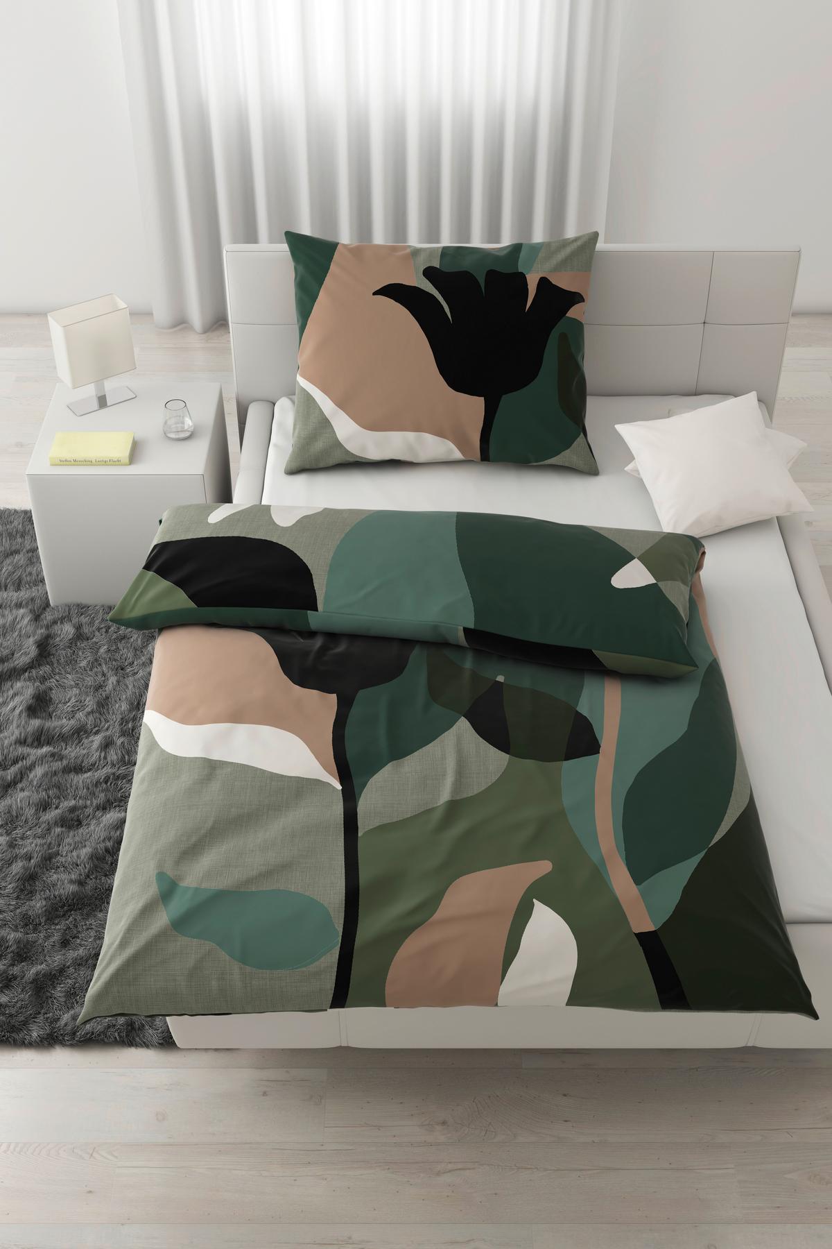 BETTWÄSCHESET TAMARA - Grün, Konventionell, Textil (160/210cm) - Modern Living