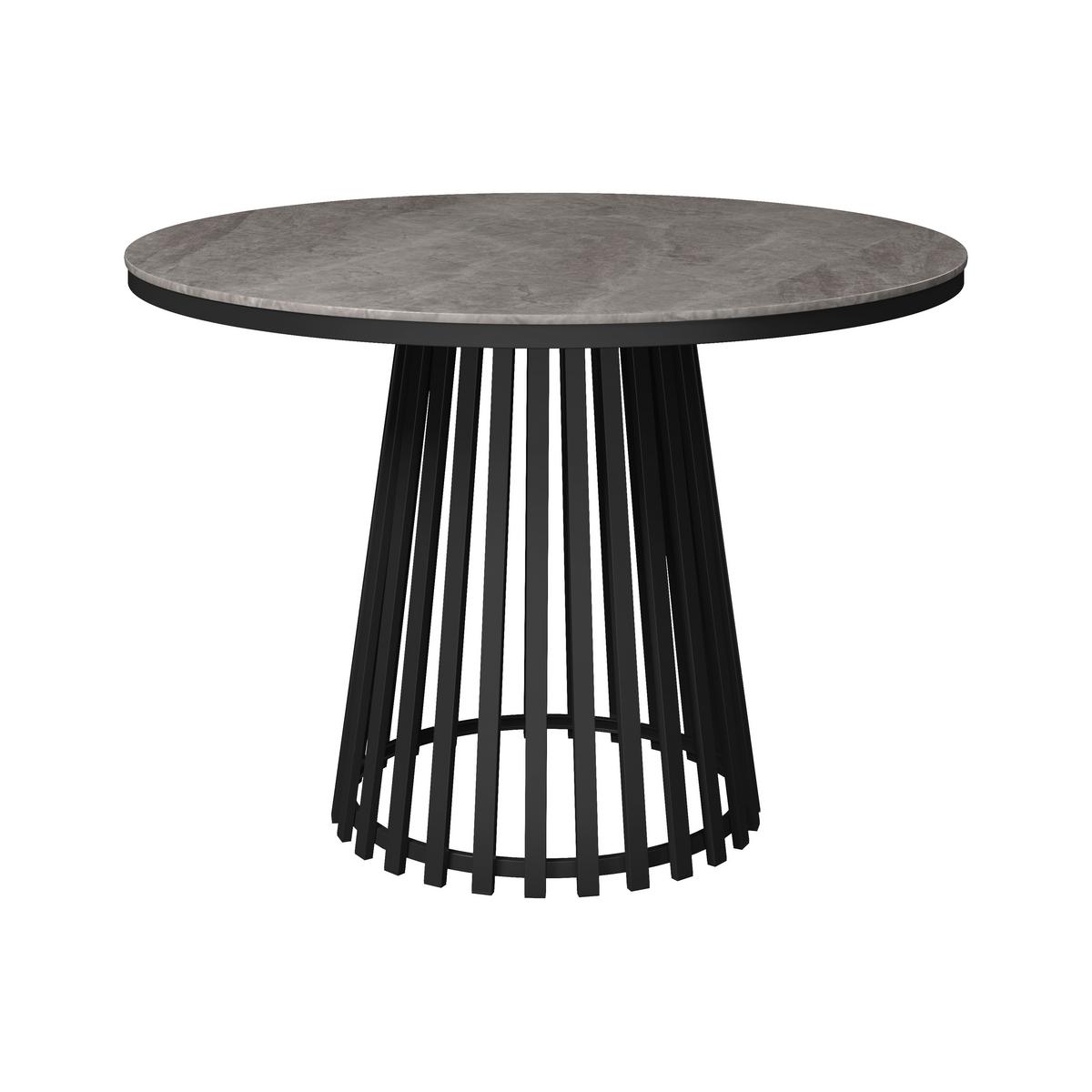 Esstisch rund Pela Grau/ Schwarz MDF Ø ca. 110 cm - Schwarz/Grau, MODERN, Holzwerkstoff/Stein (110/75cm) - Bessagi Home