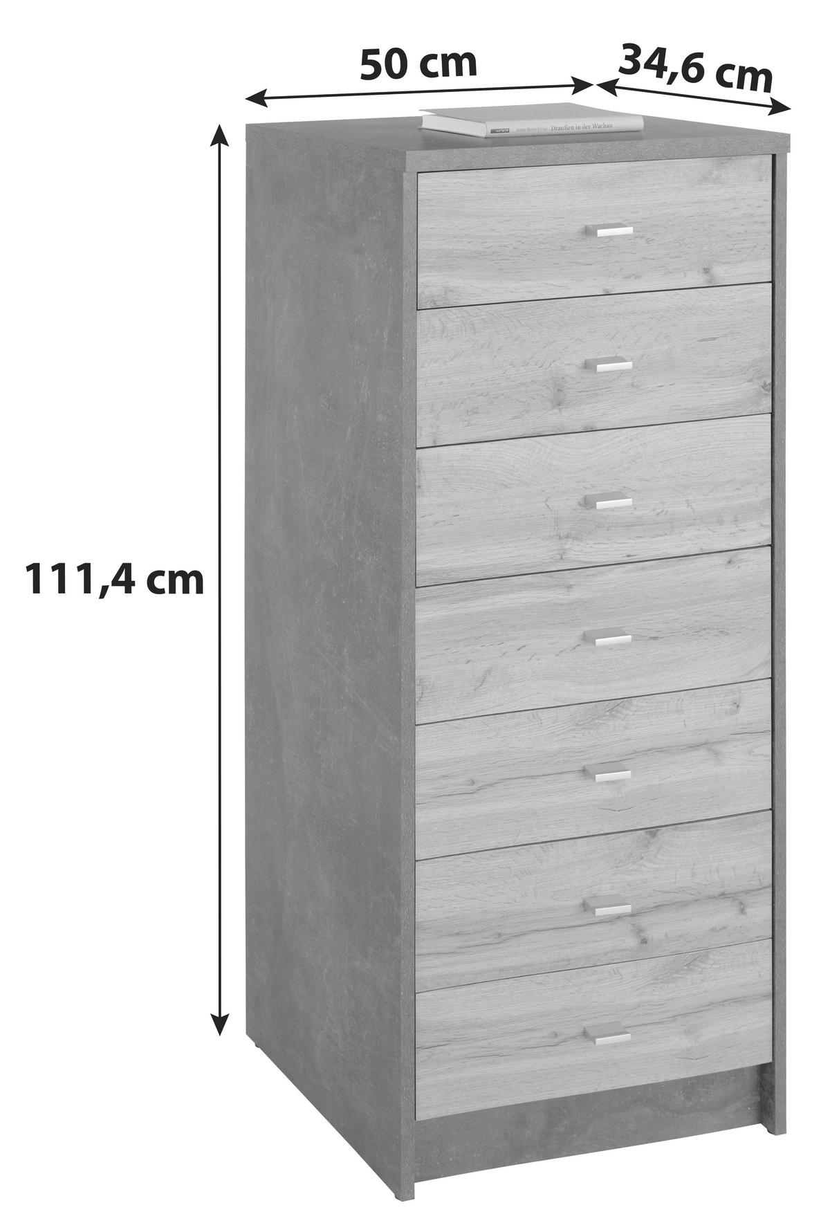 Komoda 4-You Yuk11 - siva/barve hrasta, Moderno, leseni material (50/111.4/34,6cm) - Mömax
