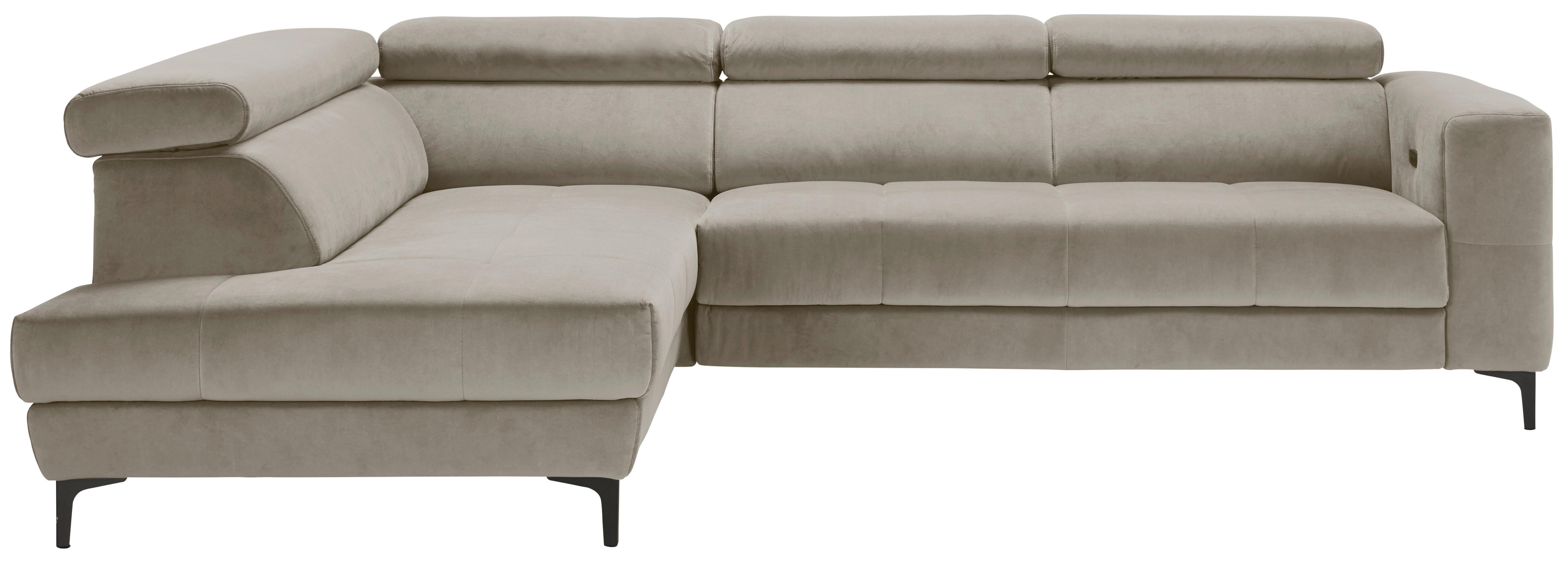 Ecksofa Emma links Beige - Beige/Schwarz, MODERN, Textil (210/301cm) - Premium Living