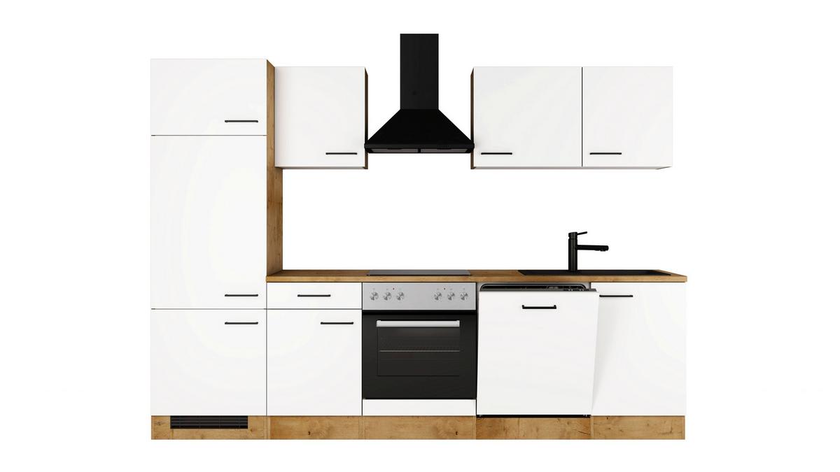 Küchenblock Avila m. Geräten Magnolie - Eichefarben/Magnolie, Trend, Holzwerkstoff/Metall (280cm) - FlexWell