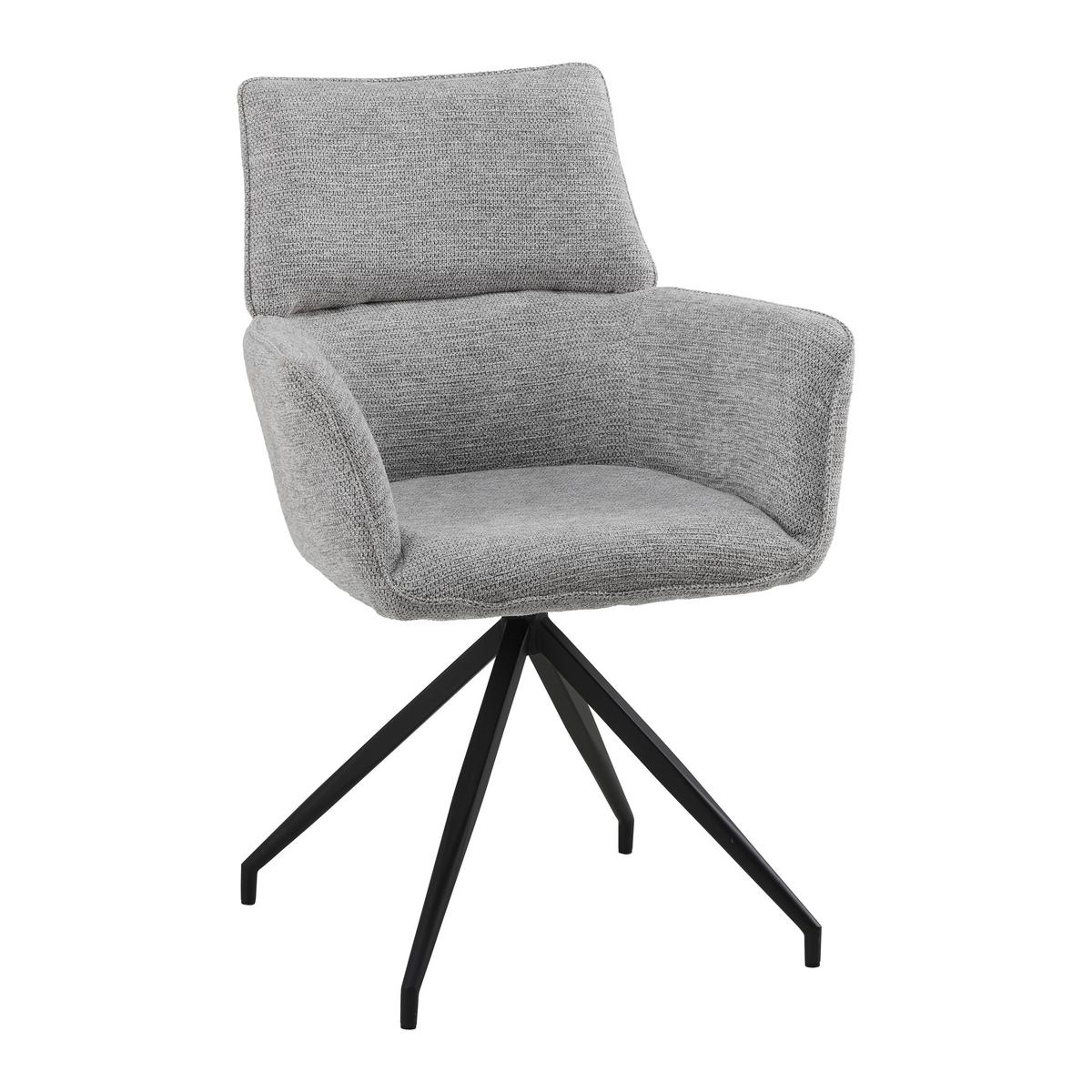 Armlehnstuhl Paolo Grau Webstoff Drehbar Gepolstert - Schwarz/Grau, MODERN, Holz/Textil (57/89/62cm) - Bessagi Home