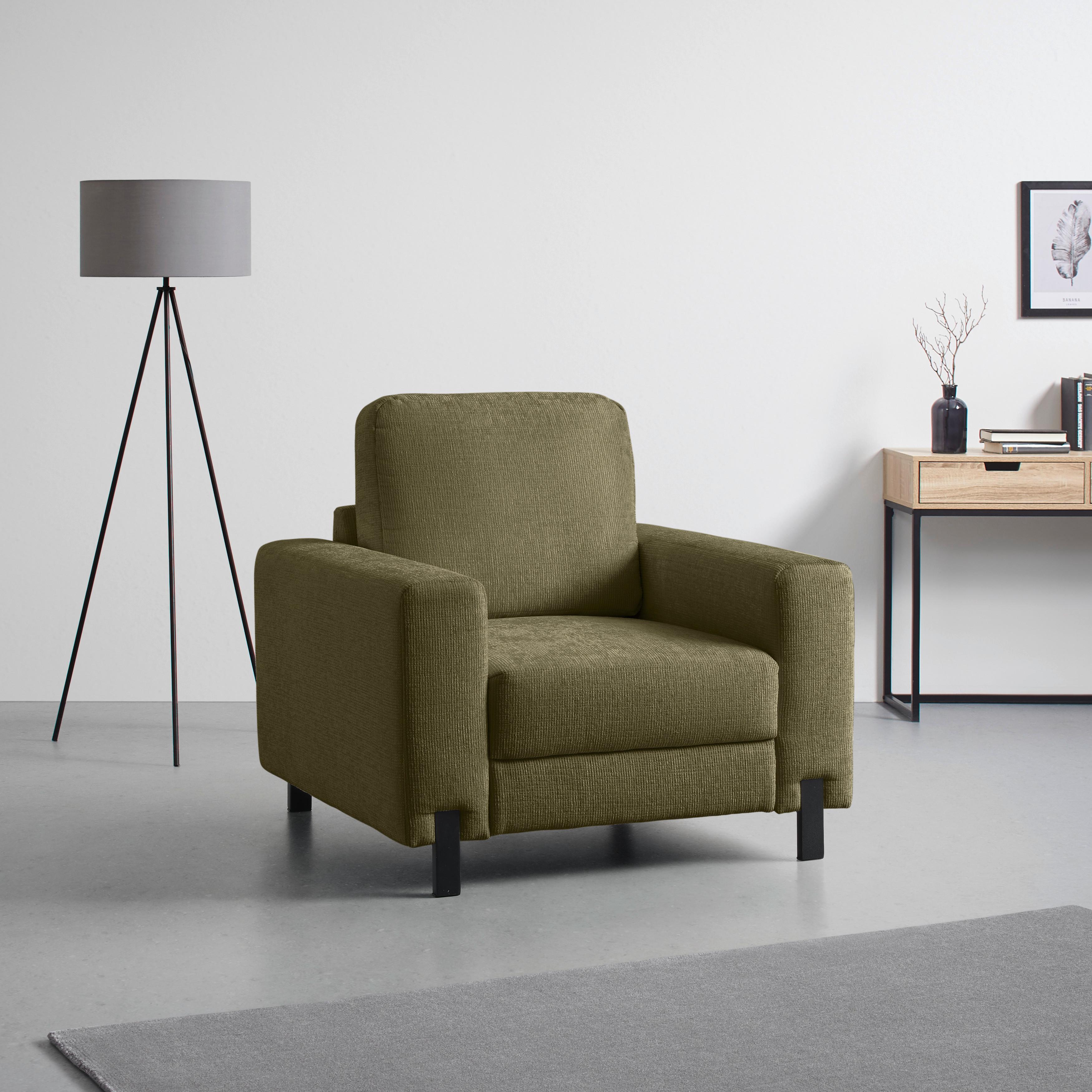 Sessel Piega Grün - Schwarz/Grün, MODERN, Textil/Metall (99/66-87/96cm) - Mömax