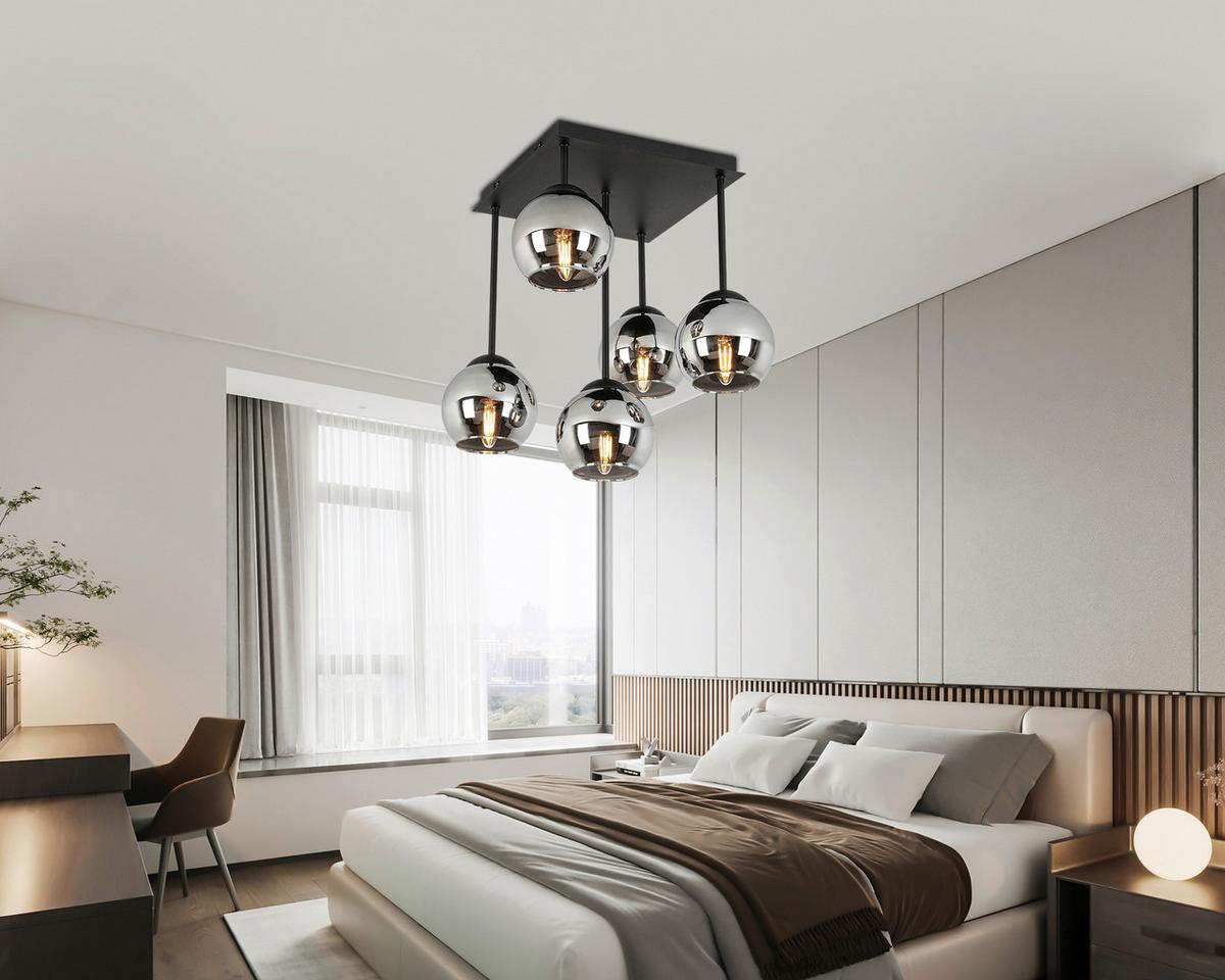 LAMPA SUFITOWA MIA - czarny/kolor chromowy, Trend, tworzywo sztuczne/metal (36/36/42,3cm) - Novel