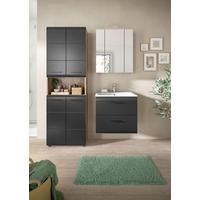 Badezimmer Ice 3-tlg. Schwarz/Eiche dunkel - Eiche dunkel/Schwarz, Basics, Keramik/Holzwerkstoff (120cm) - MID.YOU