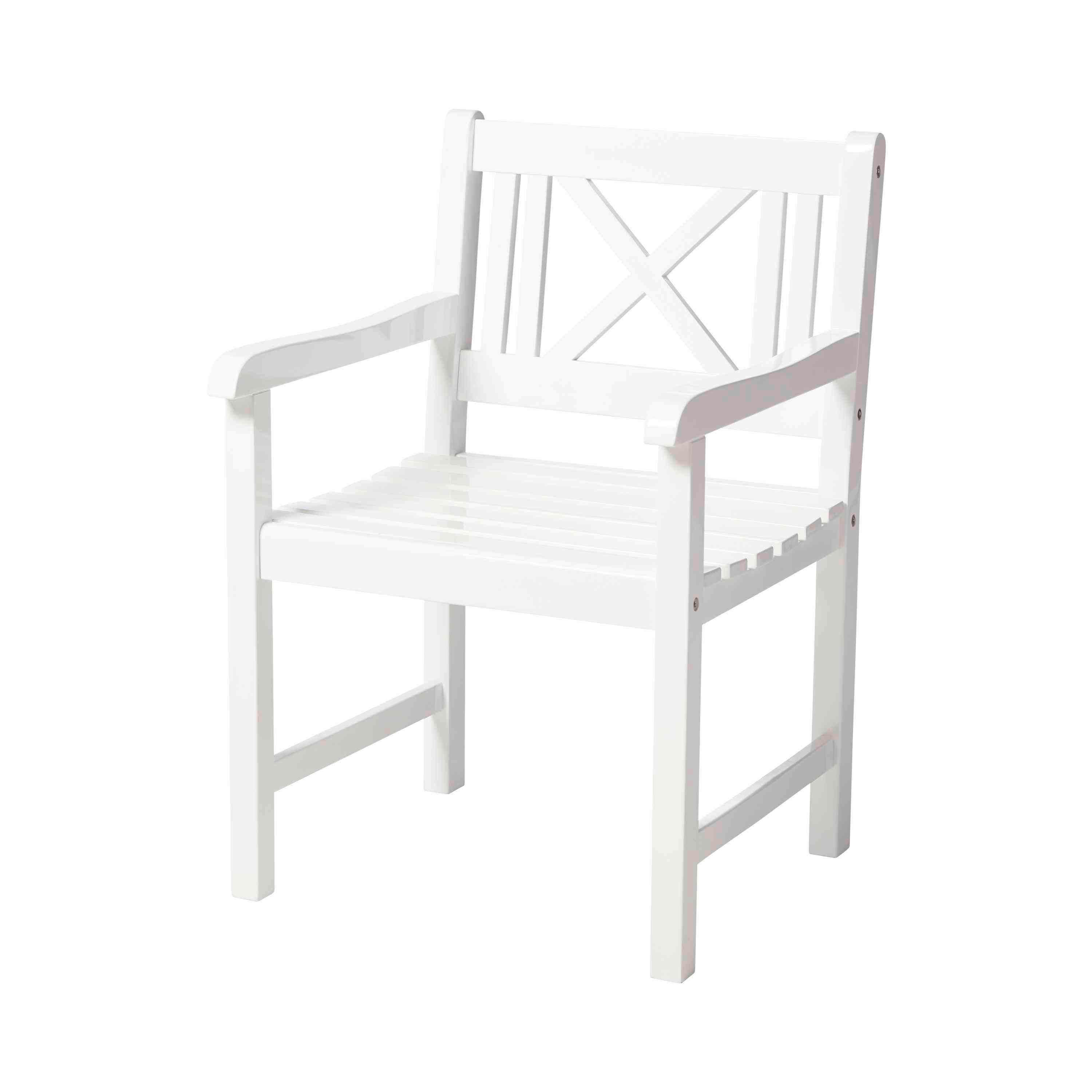 Gartensessel Rosenborg - Weiss Hochglanz, Natur, Holz (59/89/59cm) - Gardenson